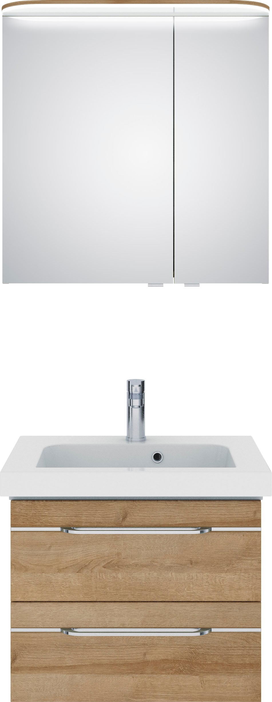 Saphir Badmöbel-Set "Balto Sprint 2-teilig, Mineralmarmor-Waschtisch mit LED-Spiegelschrank", (2 St.), Badezimmer Set in