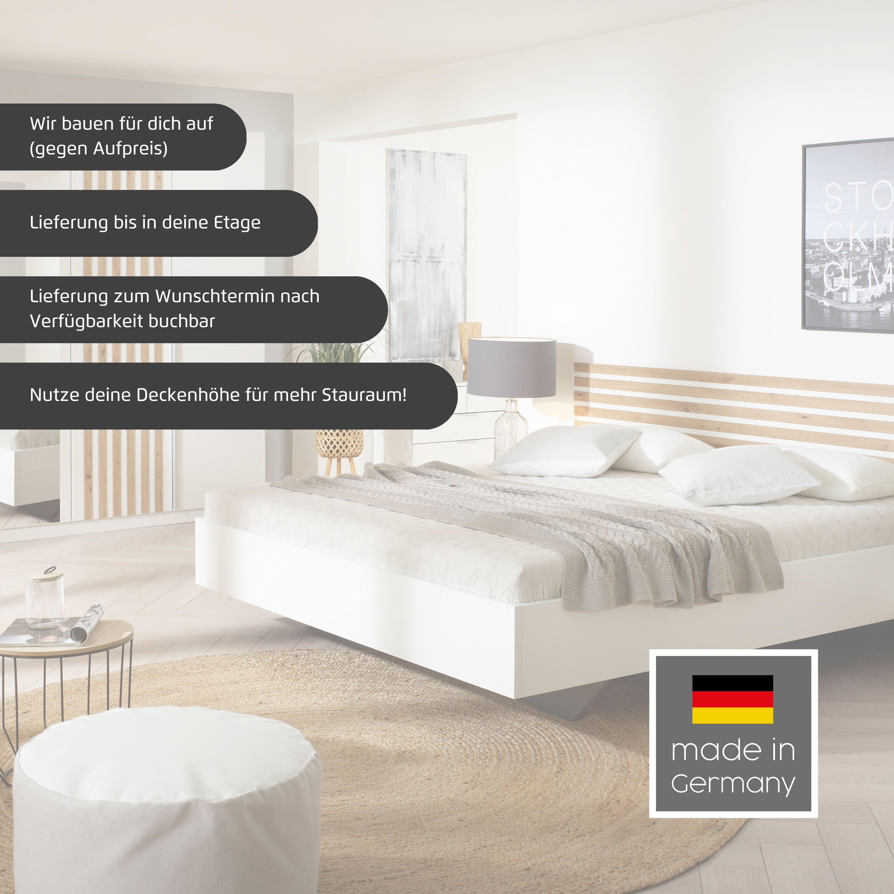 Thumbnail - rauch Schlafzimmer-Set "Komplettzimmer Komplettschlafzimmer Komplett Set LAMELLA" Set, Schrank 226cm Bett 160/180cm in 3...