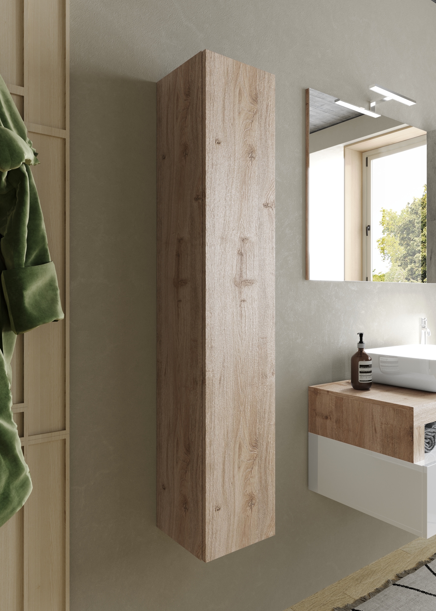welltime Hängeschrank »Hamburg«, Badschrank mit 1 Tür, Höhe 138 cm, Breite 25 cm