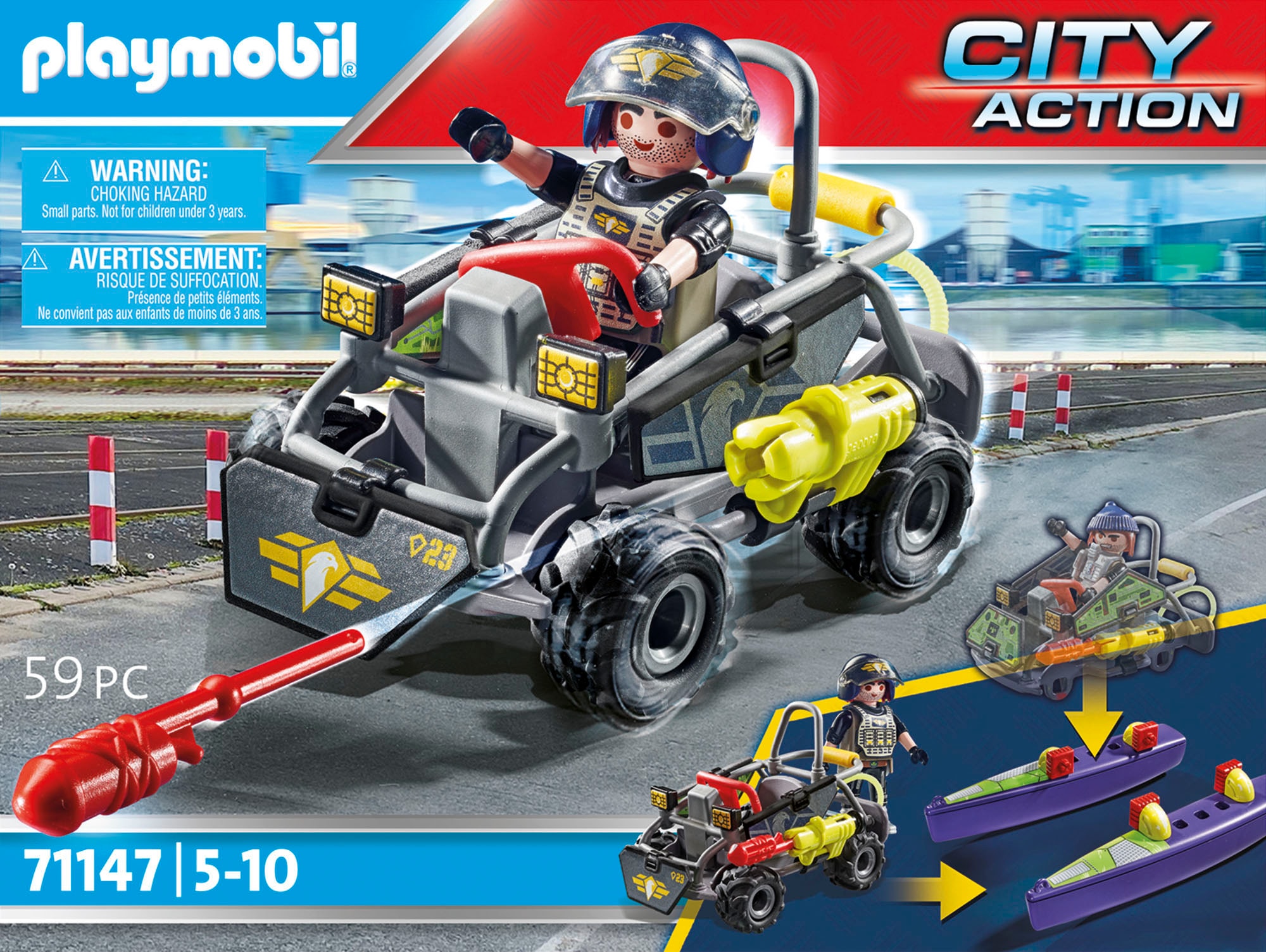 Playmobil® Konstruktions-Spielset »SWAT-Multi-Terrain-Quad (71147), My Action Heroes«, (59 St.), Made in Europe