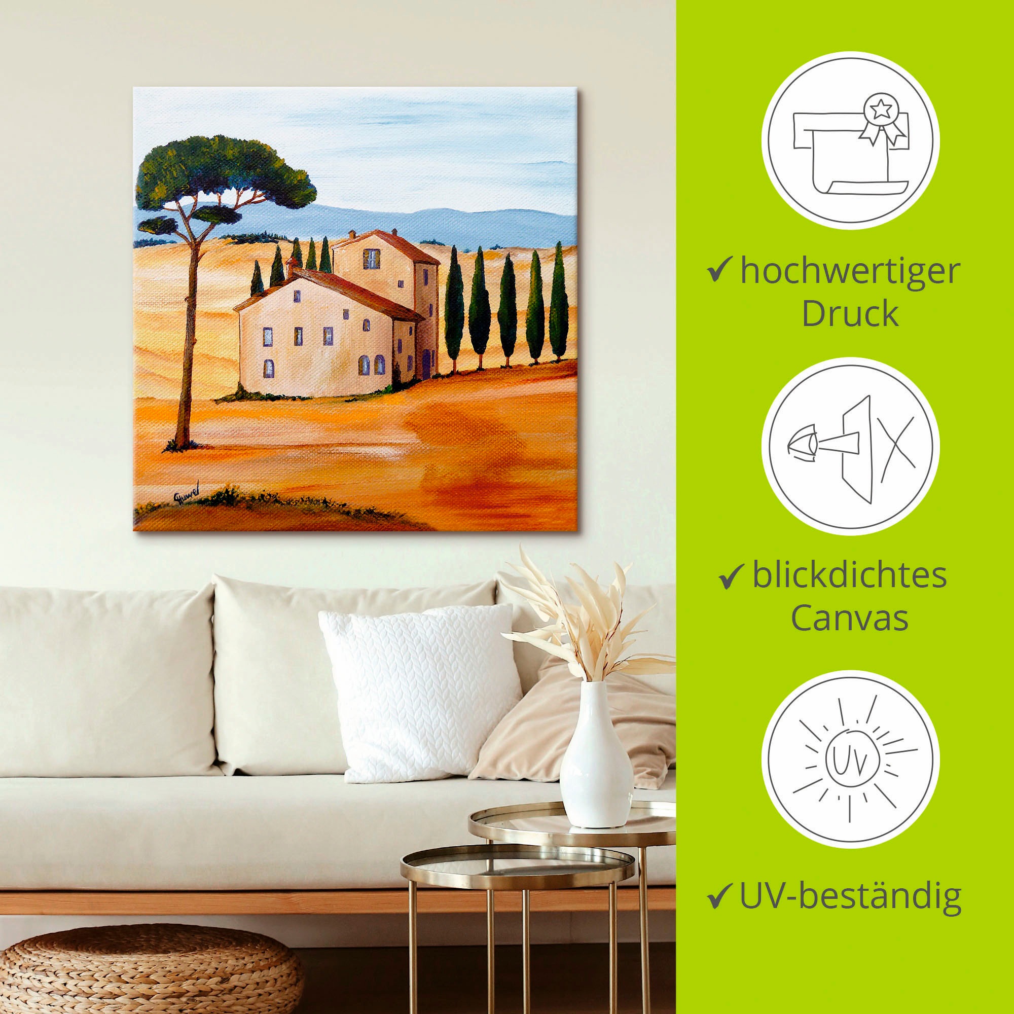 Artland Wandbild »Toskana modern 1«, Europa, (1 St.), als Leinwandbild, Poster in verschied. Größen