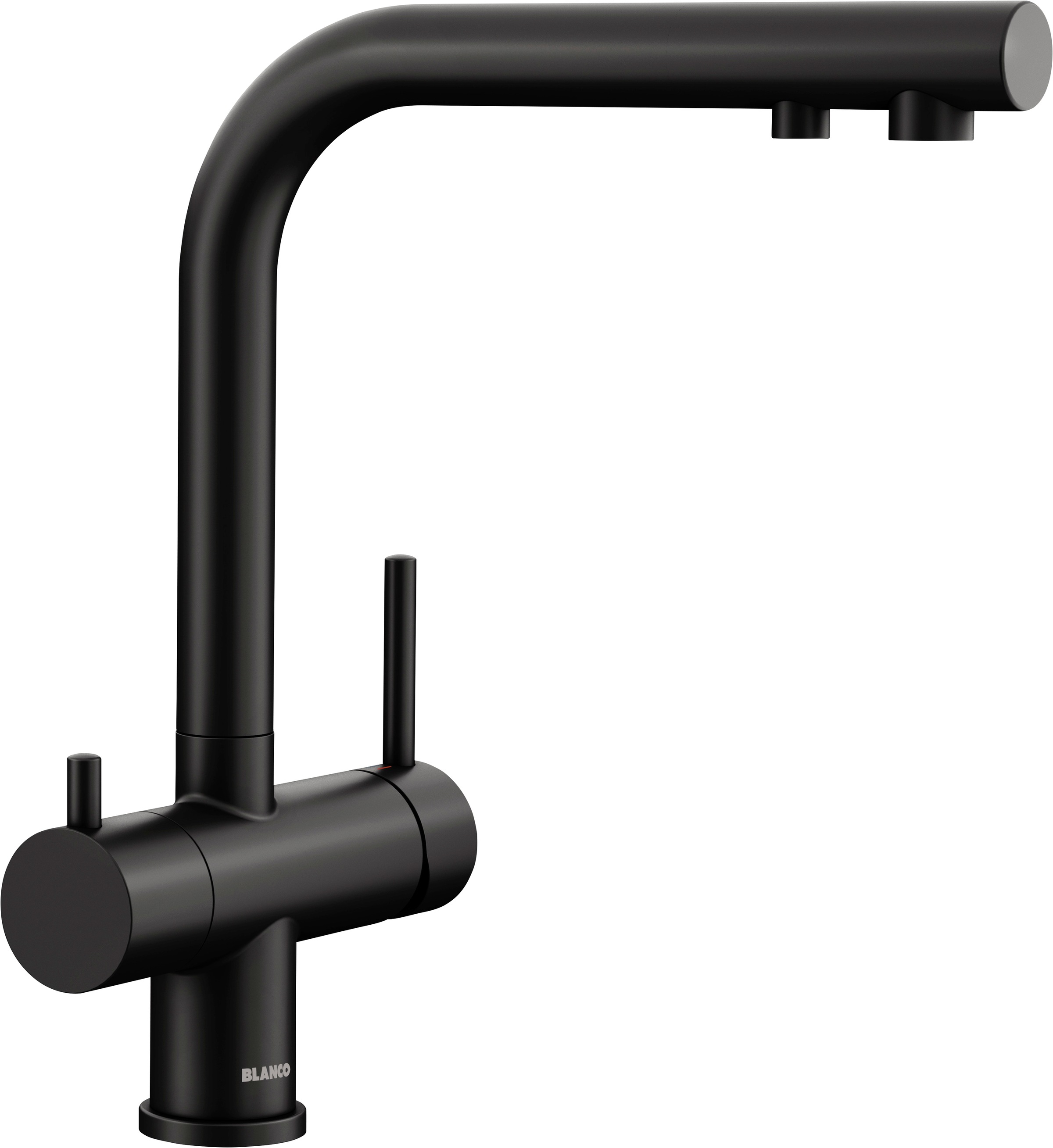 Küchenarmatur BLANCO, B:25cm H:30cm T:16cmschwarz matt, Messing, Armaturen, "FONTAS II", 3-in-1-Armatur für Kalt- und Warmwasser sowie für
