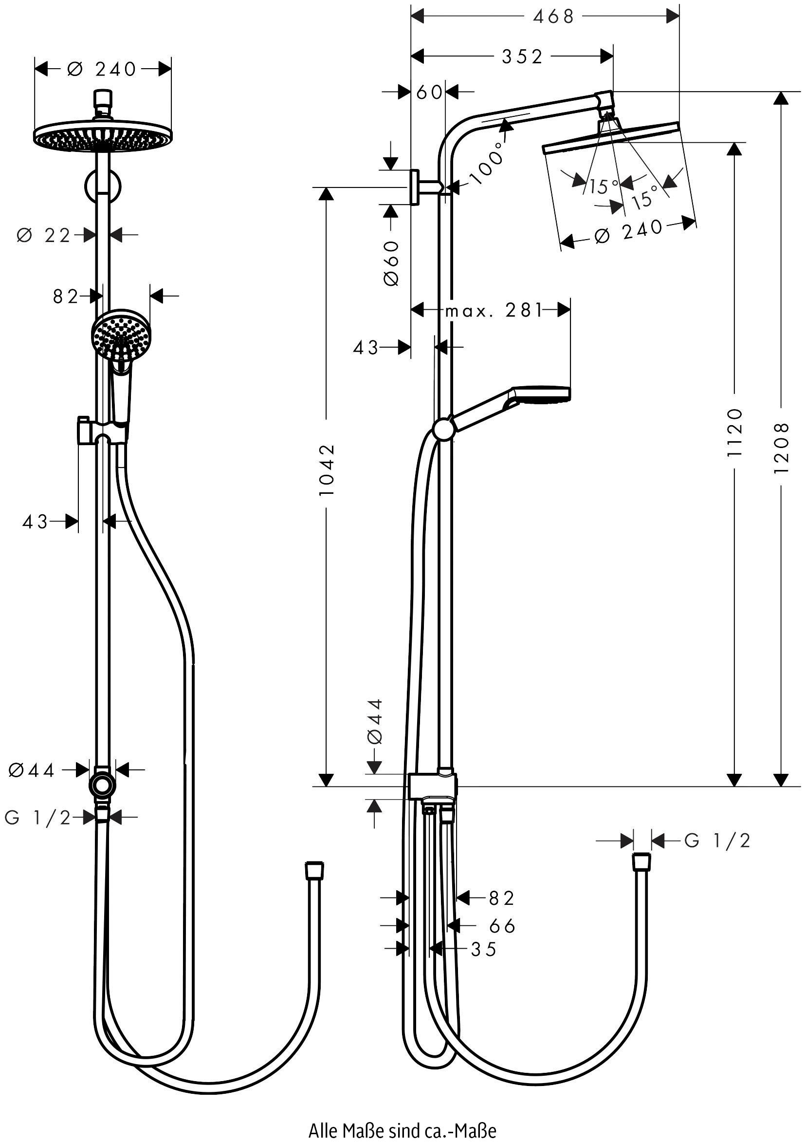 hansgrohe Duschsystem »Crometta S«, (Komplett-Set), 24cm, wassersparend 9 l/min, Reno, chrom