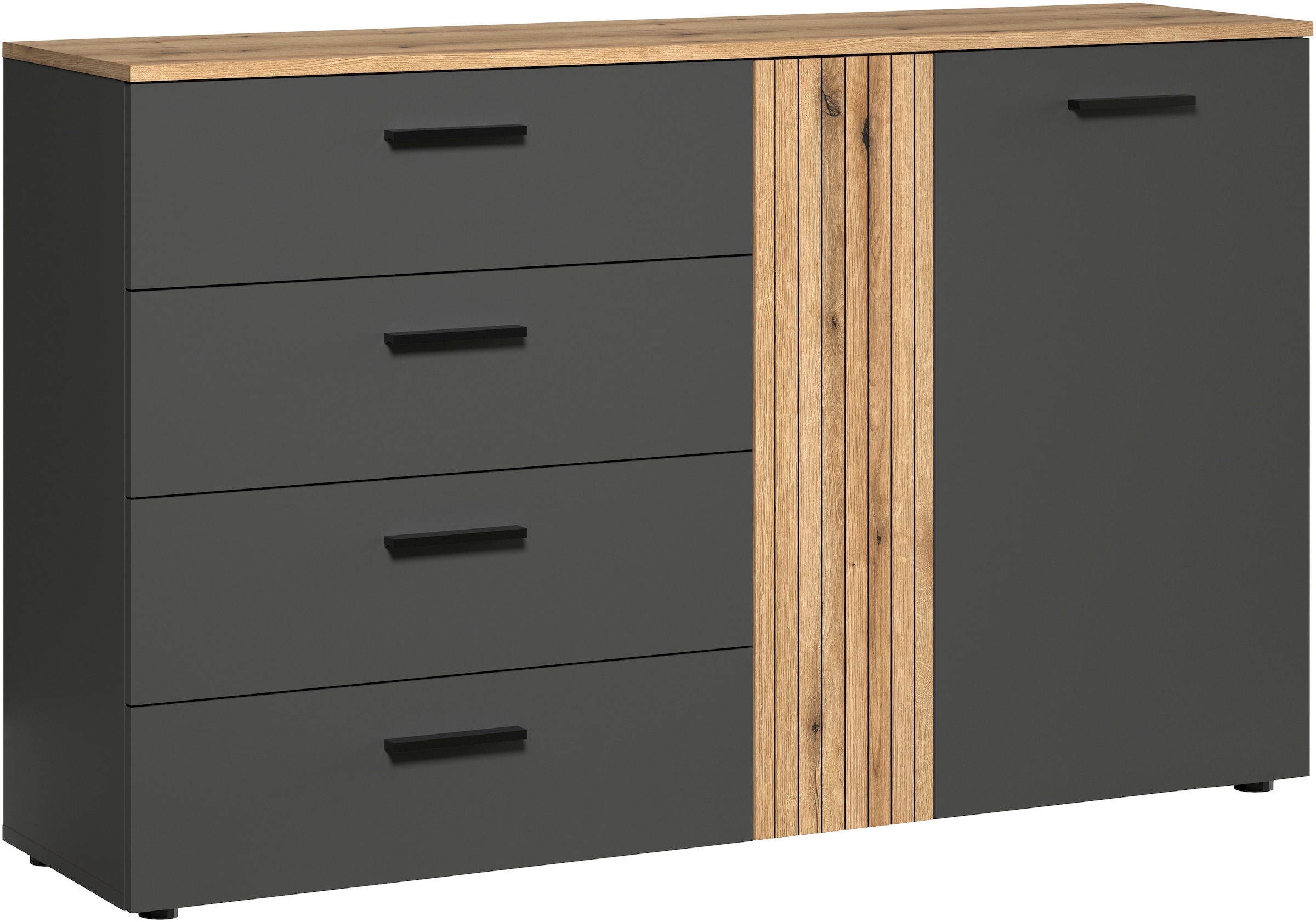 INOSIGN Kommode »Estepona«, (1 St.), Sideboard mit voll ausziehbaren Schubladen - (B/T/H) 139/38/86 cm