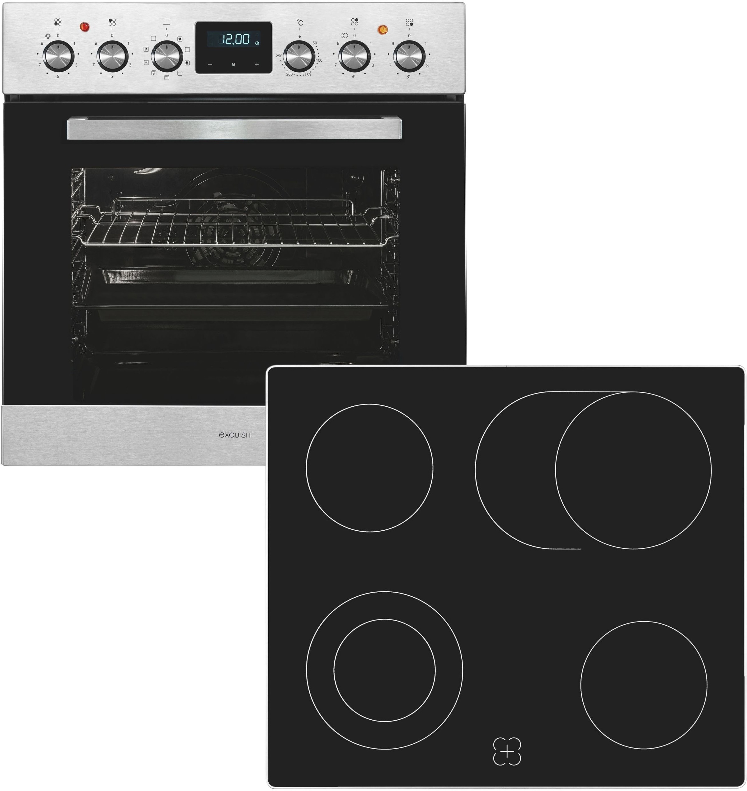 Exquisit Elektro-Herd-Set »EHE 185-HZ-020 inox«...
