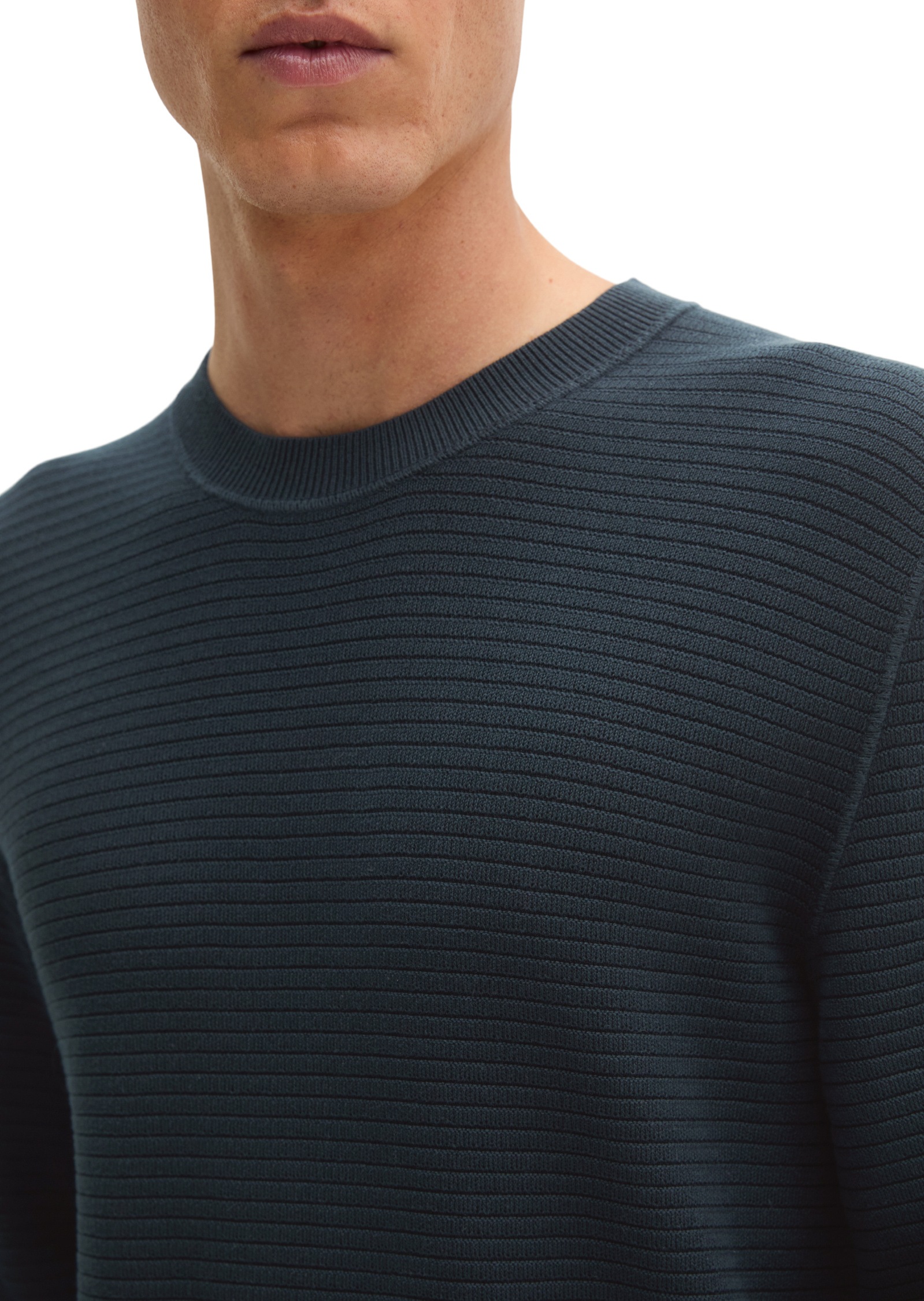 Marc O'Polo Rundhalspullover »mit smarter Querrippe«
