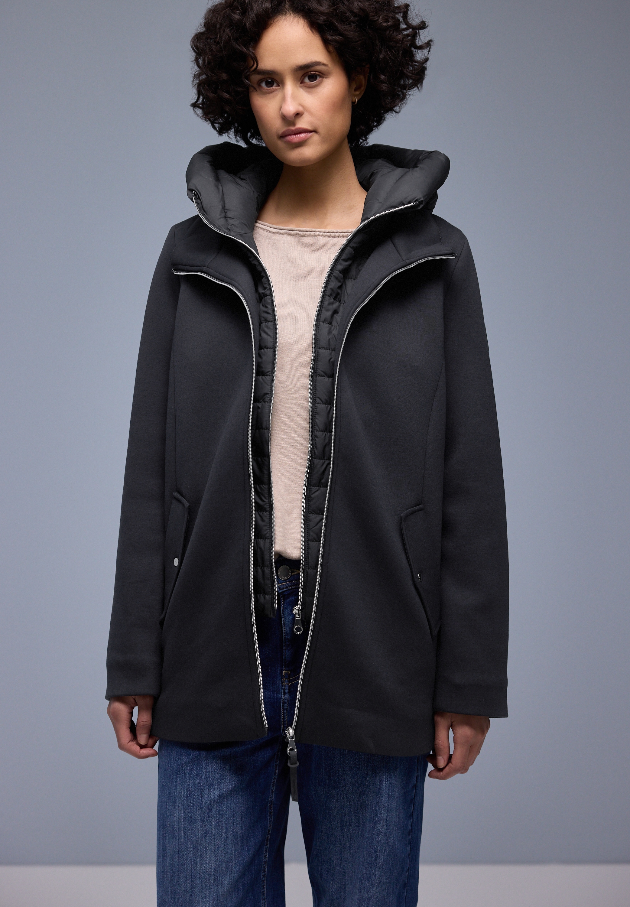 STREET ONE Langjacke mit Kapuze im Doppel-Layer-Look und mit Kapuze günstig online kaufen
