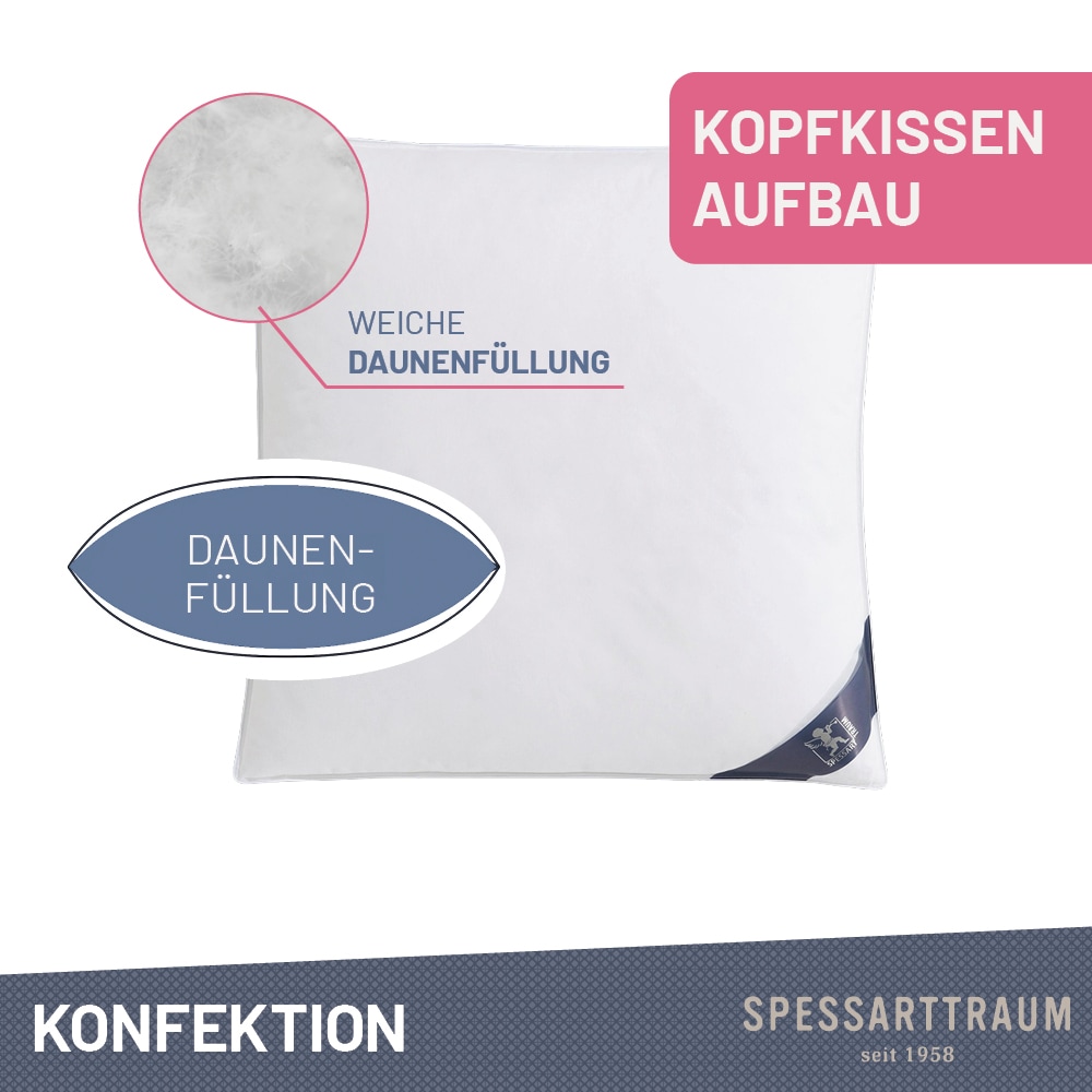 SPESSARTTRAUM Gänsedaunenkopfkissen »Premium«, Füllung: 60% Gänsedaunen, 40% Gänsefedern, Bezug: 100% Baumwolle, (2 St.), hergestellt in Deutschland, allergikerfreundlich, im Set günstiger