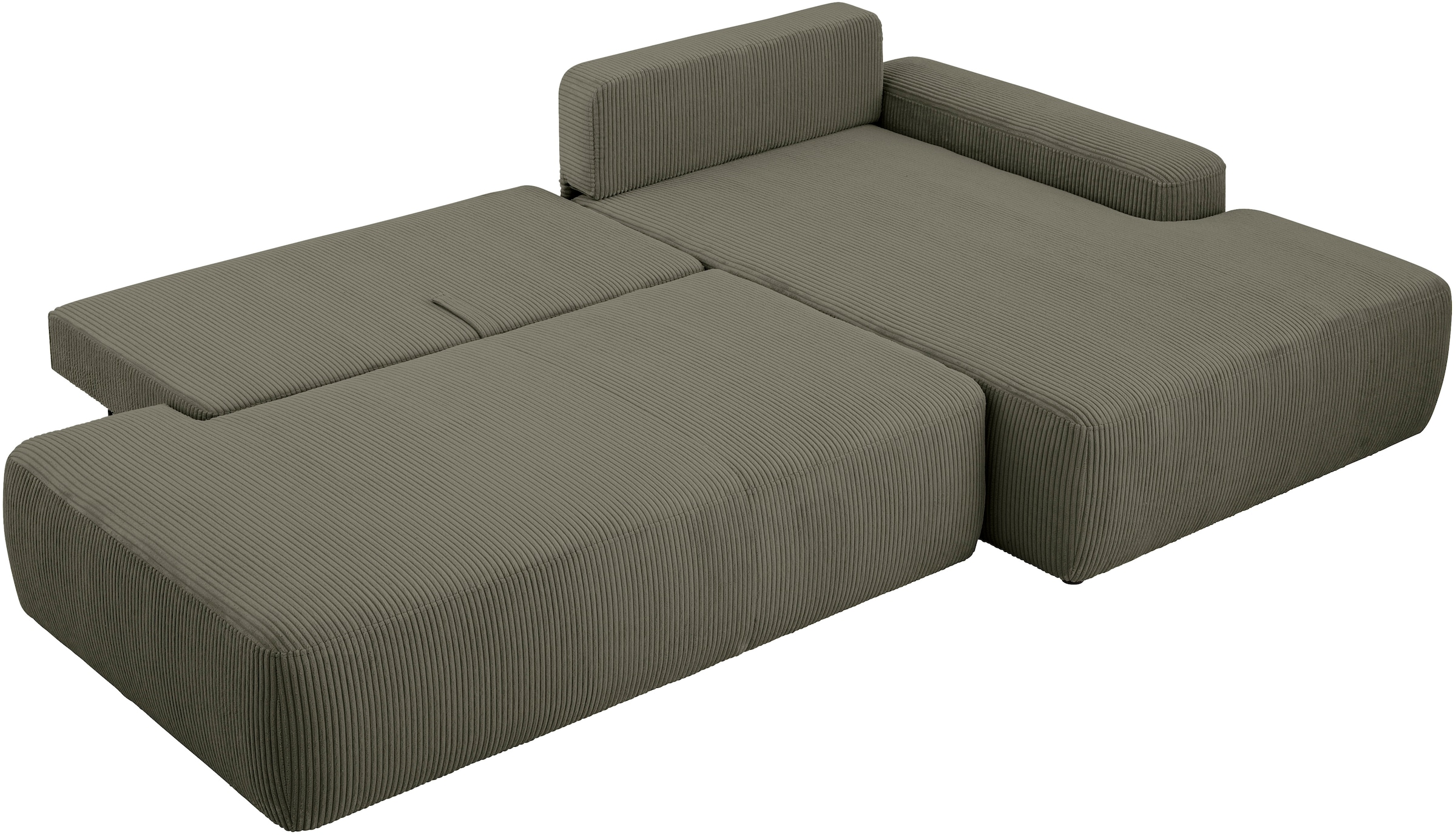 INOSIGN Ecksofa »TORGE, Schlafsofa Cord, Samtvelours u. Strukur fein, Couch in L-Form«, Schlaffunktion und Bettkasten, Liegefläche: 210x125 cm, neues Design
