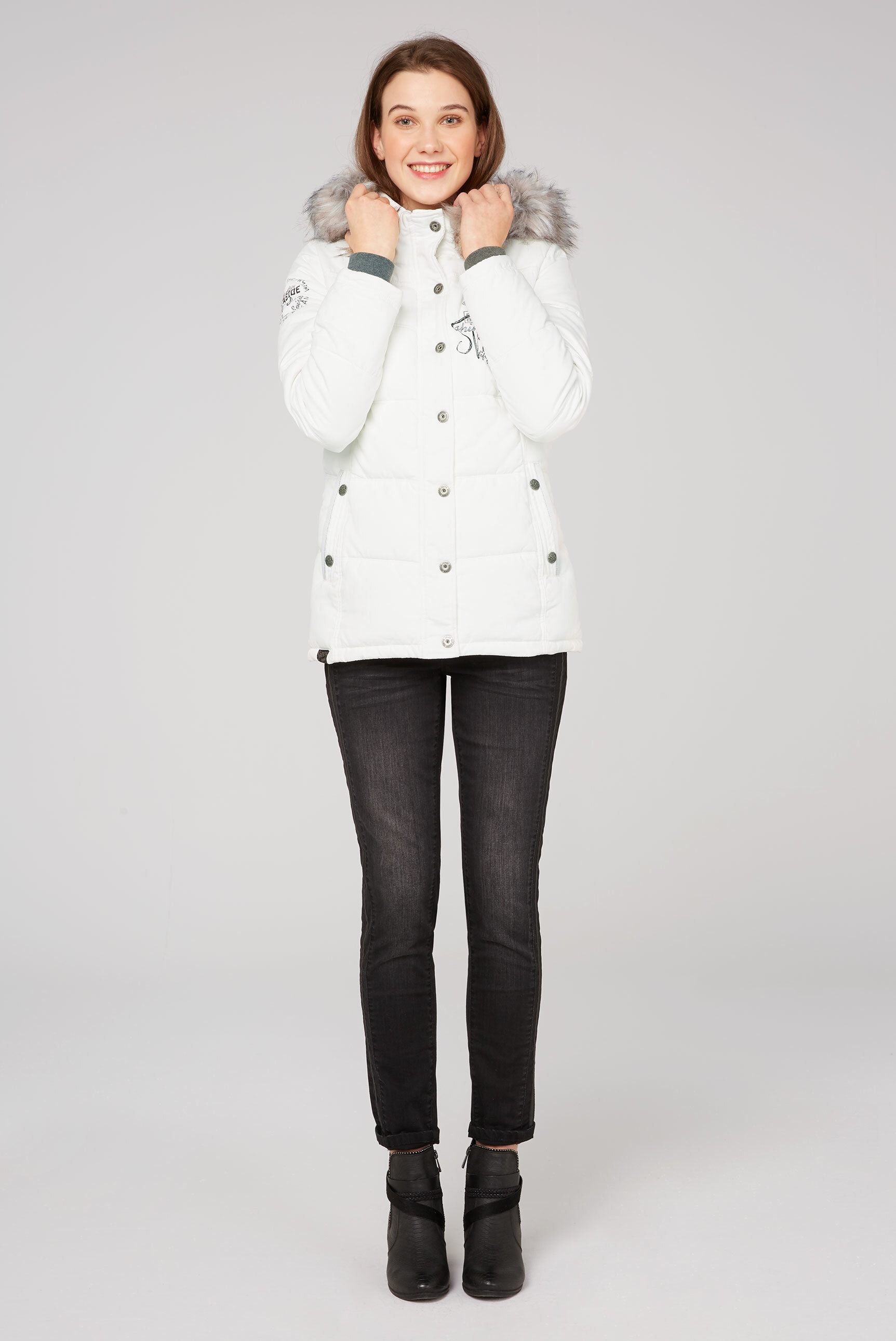 SOCCX Winterjacke, mit Kapuze, mit Plüschfutter