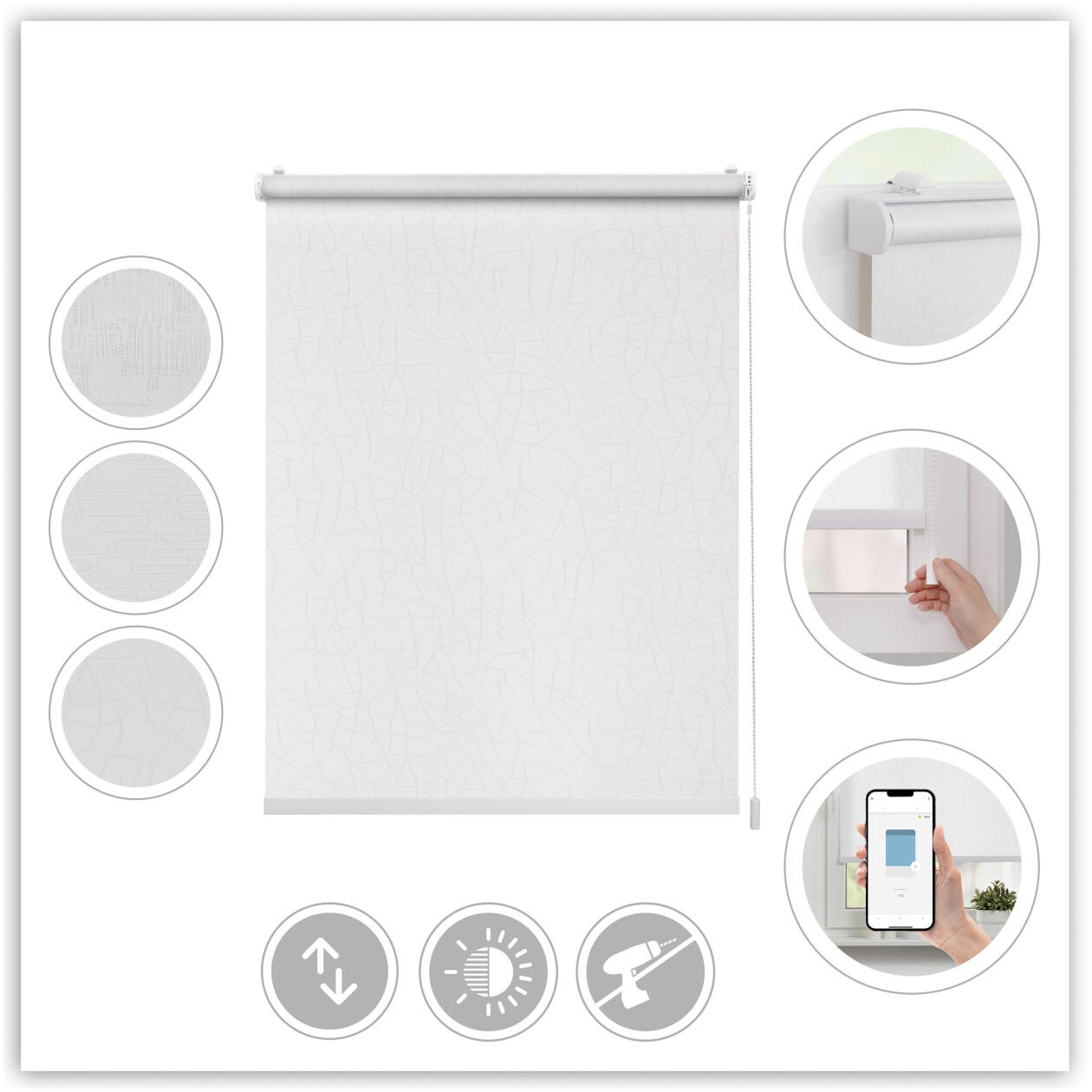 Thumbnail - LICHTBLICK ORIGINAL Rollo "Klemmfix, ohne Bohren" blickdicht Blendschutz  Sichtschutz mit Bohren/ohne Bohren freihängend...