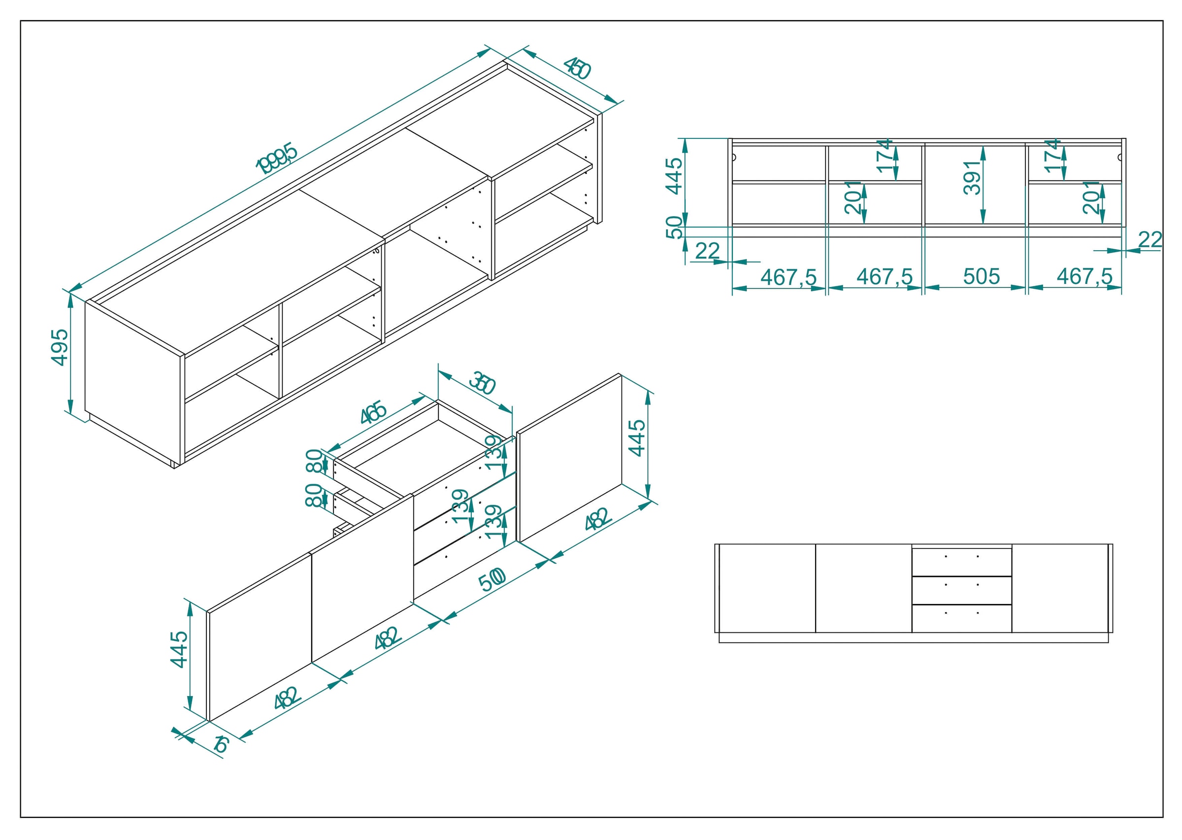 INOSIGN Lowboard »LARGO«, mit Soft-Close-Funktion, Breite ca. 200 cm