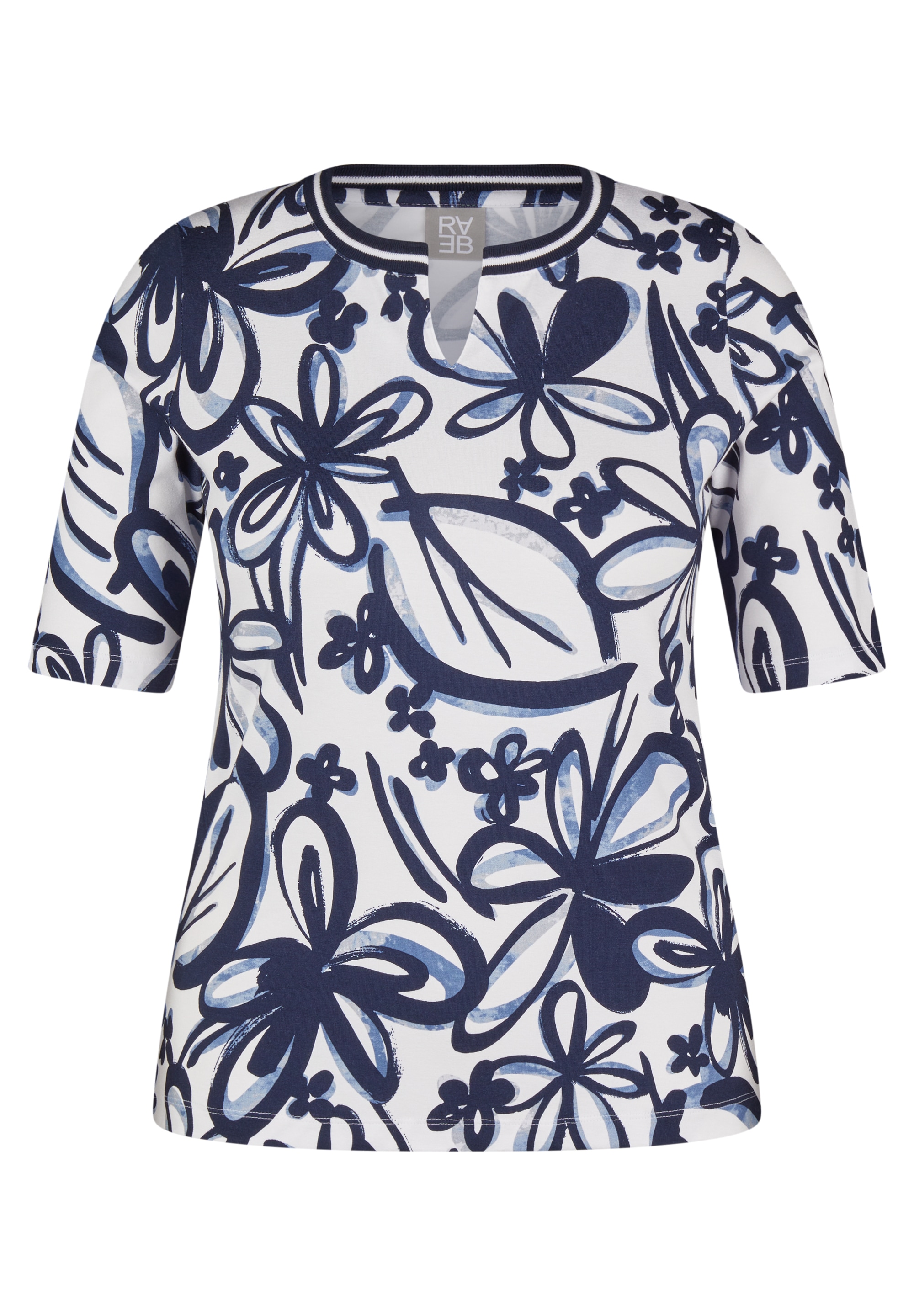 Rabe Rundhalsshirt, mit floralem Muster