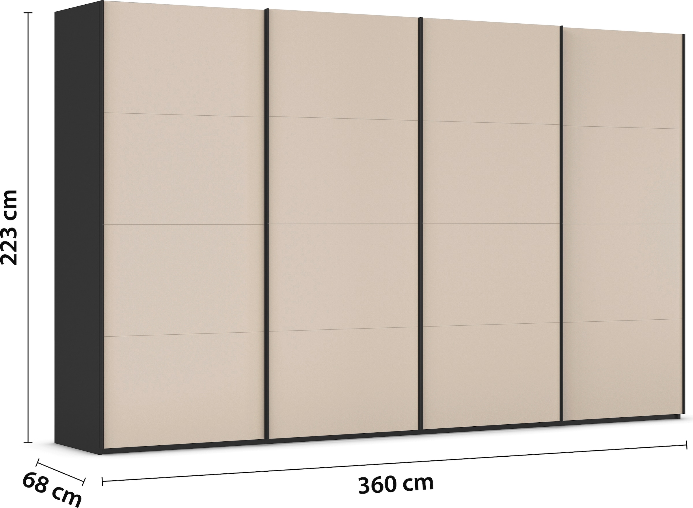 rauch Schwebetürenschrank »Kleiderschrank Schrank Garderobe Schlafzimmerschrank SCALE-FYRA«, edle viergeteilte Türen mit Glas-Front viele Farben MADE IN GERMANY