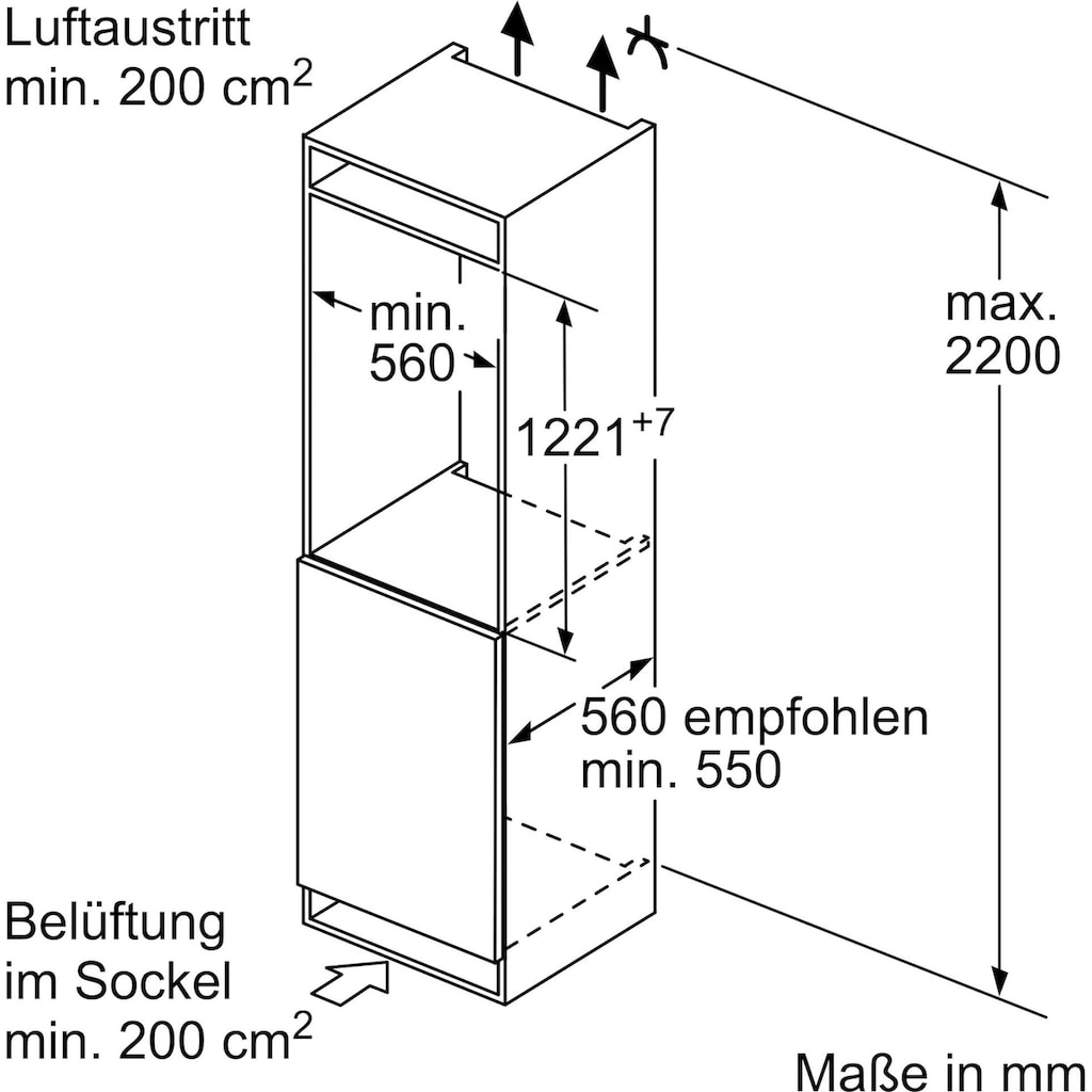 SIEMENS Einbaukühlschrank »KI42LADF0«, KI42LADF0, 122,1 cm hoch, 55,8 cm breit