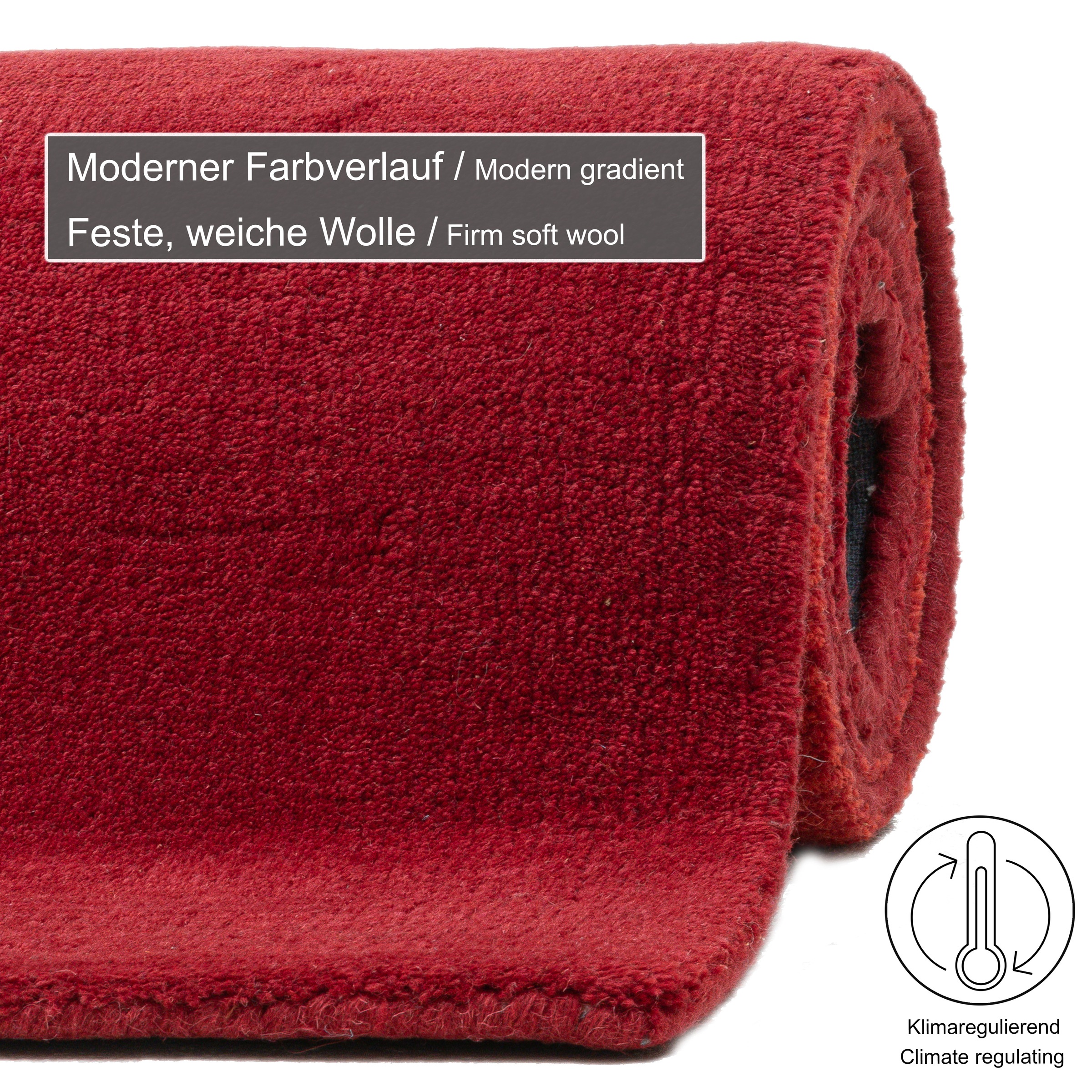 Wollteppich THEKO "Wool Comfort" Gr. 3, rot, B:140cm H:15mm L:200cm, Schurwolle, Teppiche, Handweb Teppich, reine Wolle, handgewebt, brilliante Farben, Scandi 3