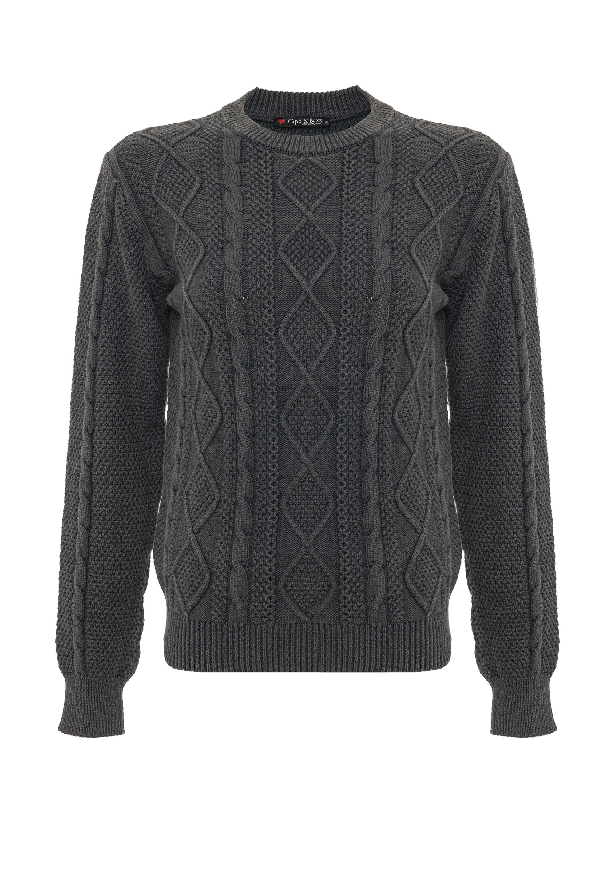 Cipo & Baxx Strickpullover "WP267" 1 Stk. mit Zopfmuster günstig online kaufen