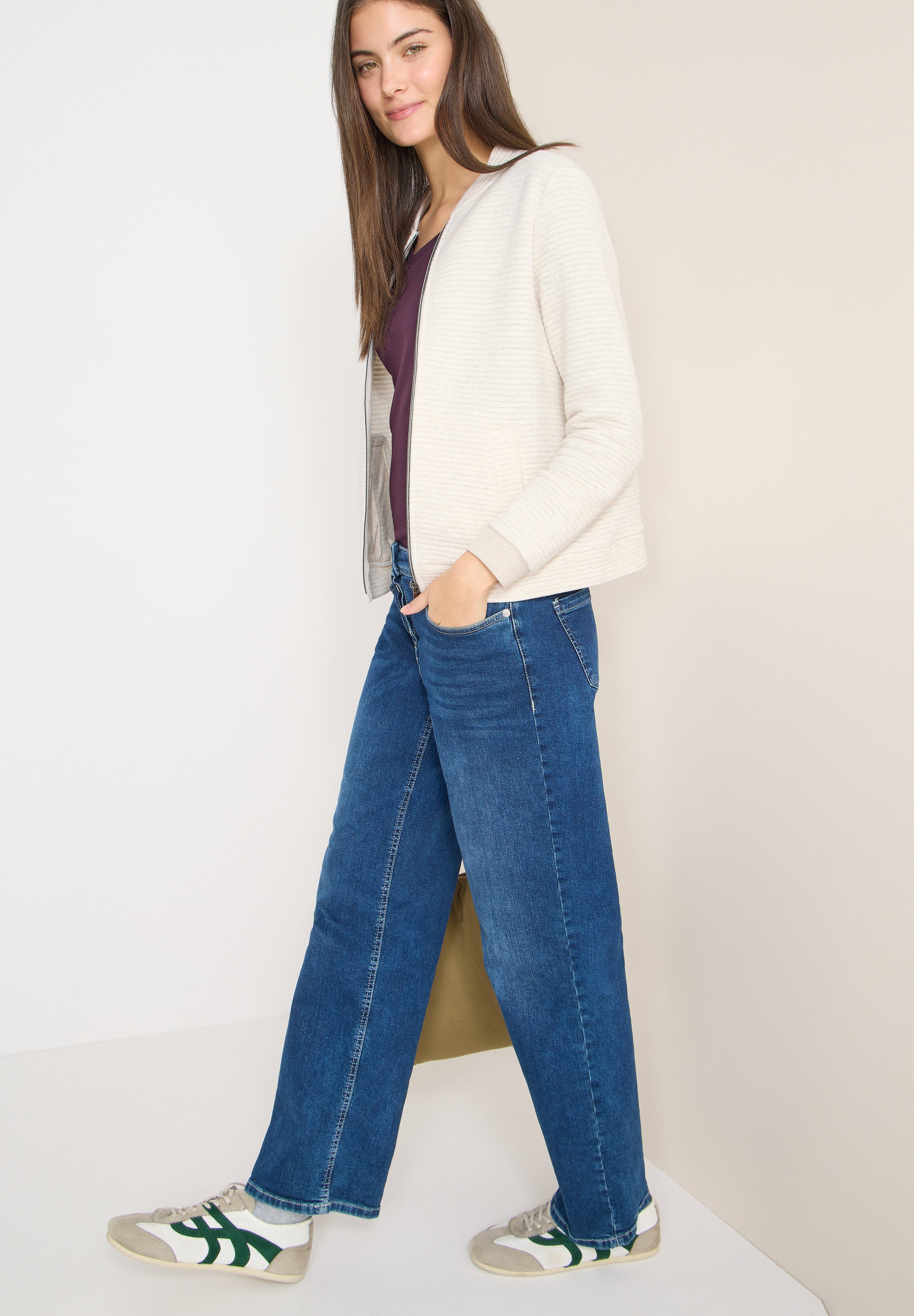 Cecil Sweatjacke mit feinem Strukturmuster und Reißverschluss