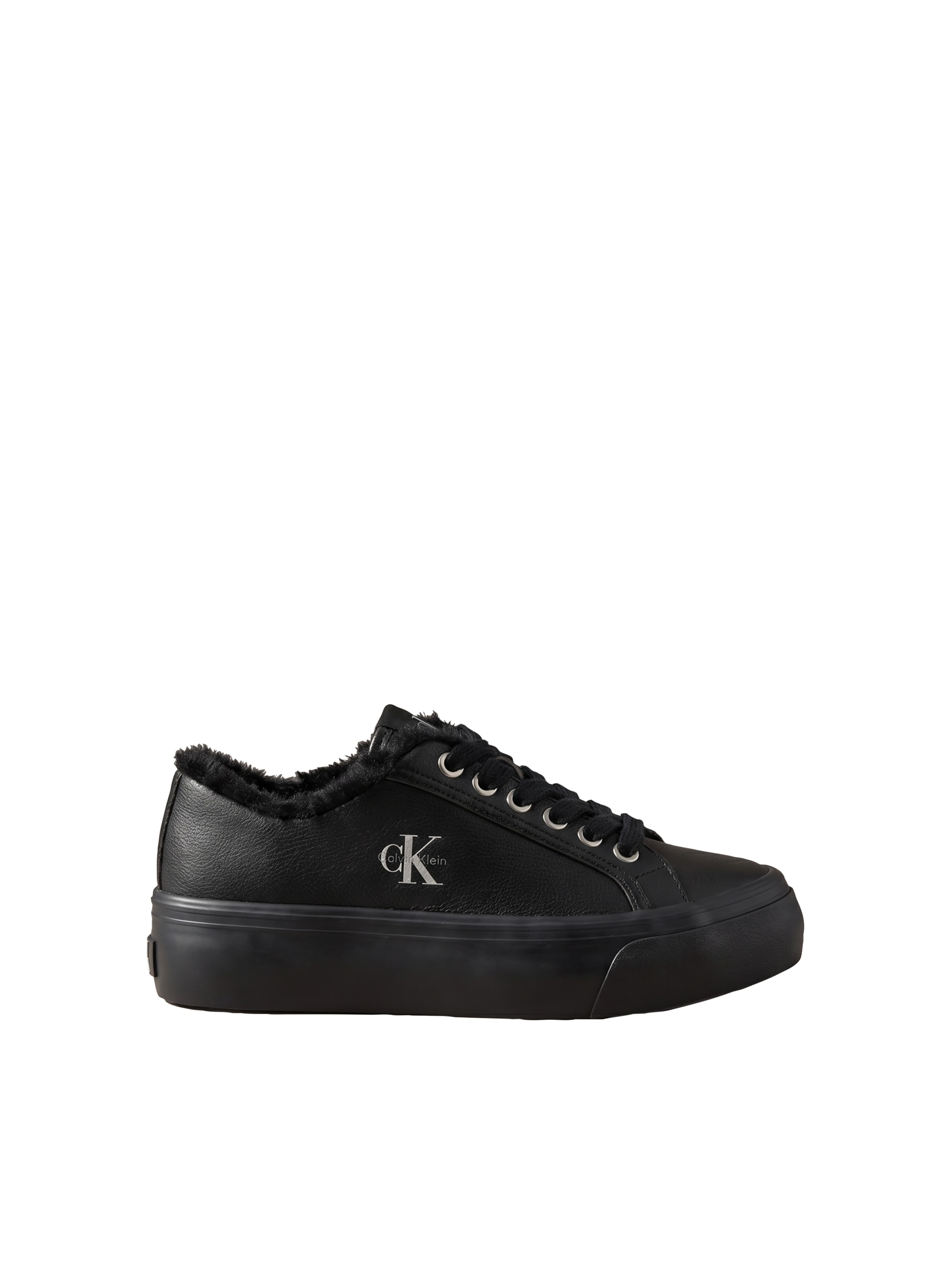 Calvin Klein Plateausneaker »VULC FLATF LACEUP LTH FUR«  Halbschuh, Schnürschuh, Casual-Sneaker mit seitlichem CK-Logo