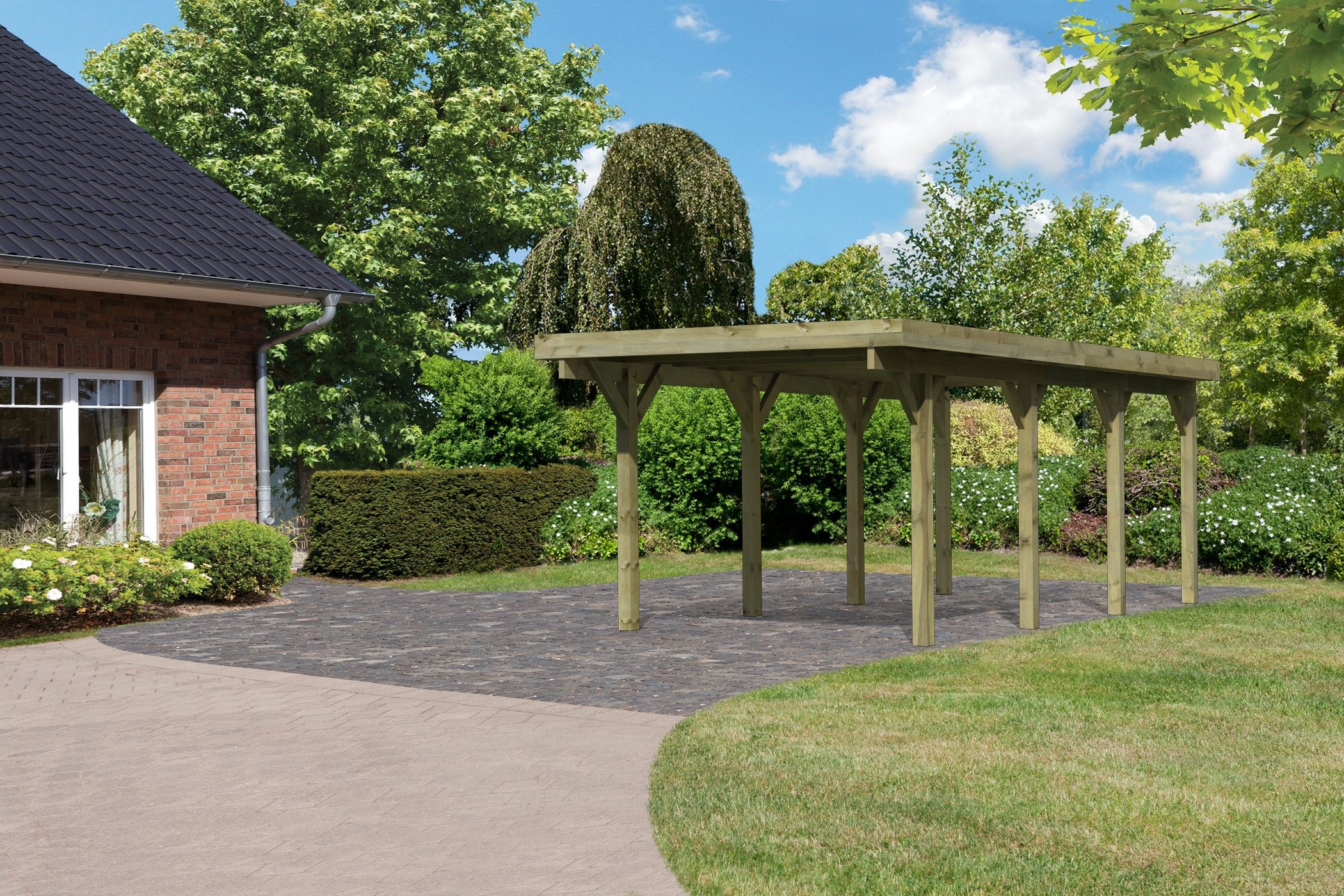 Karibu ""Classic 2 SET" PVC-Dach Variante A kesseldruckimprägniert" Massivholz 250 cm KDI aus Masivholz