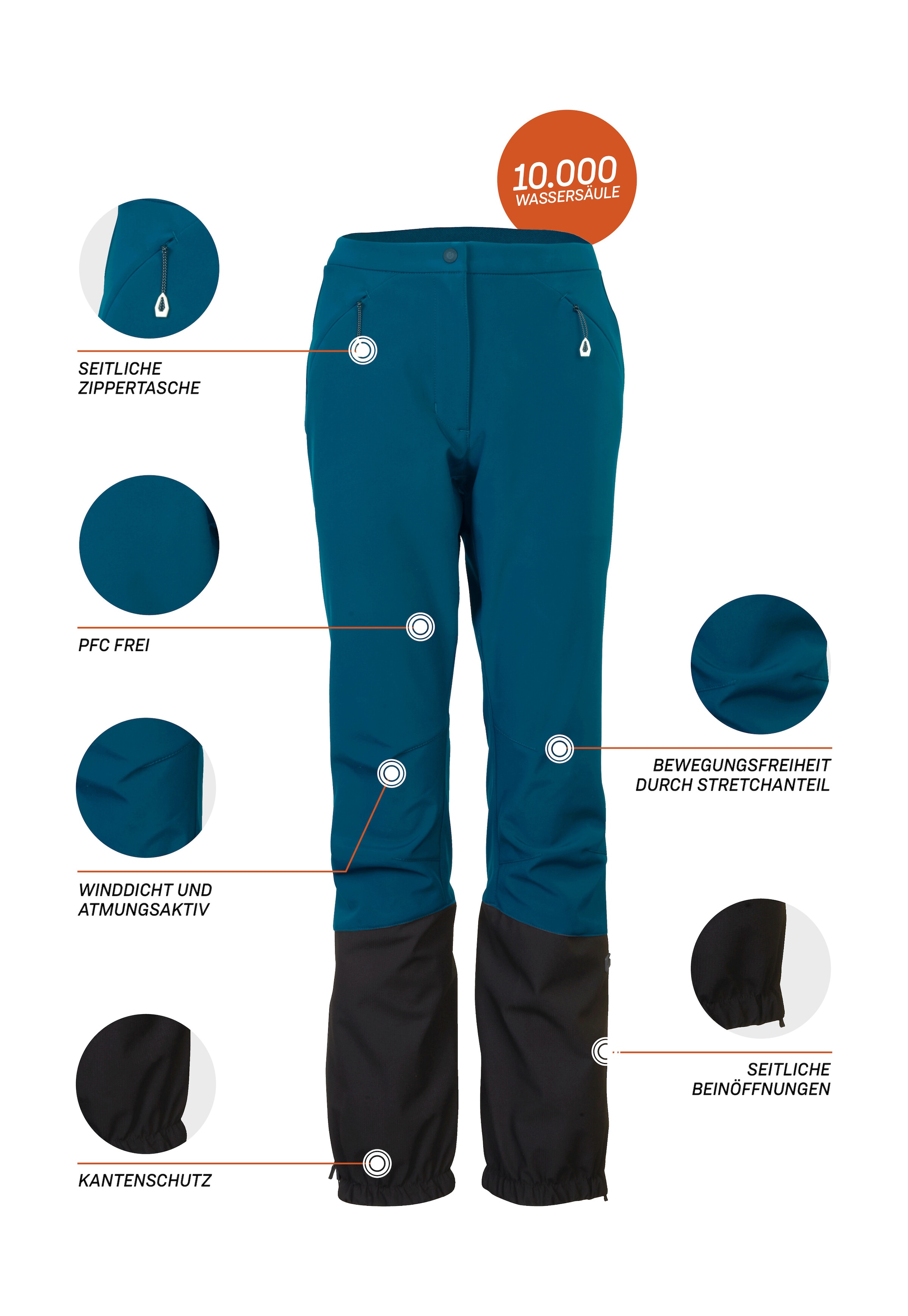 Killtec Softshellhose »KOW 108 WMN SHTSHLL PNTS«, Wasserdichte, atmungsaktive Damen Softshell Hose mit Microfleece