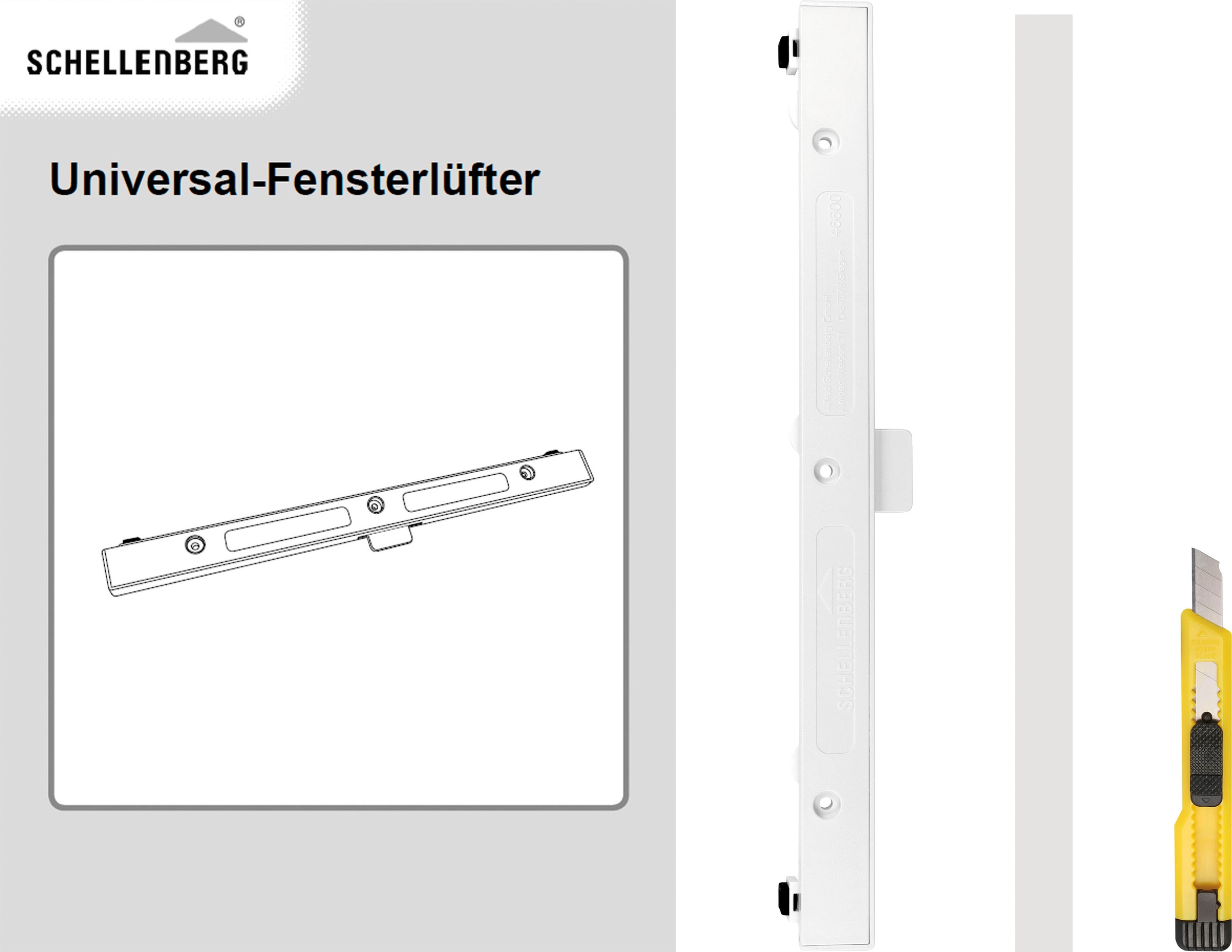SCHELLENBERG Fensterfalzlüfter »Universal-Fensterlüfter«, Erweiterung zum Schellenberg Starterset, 293x21x9,5 mm