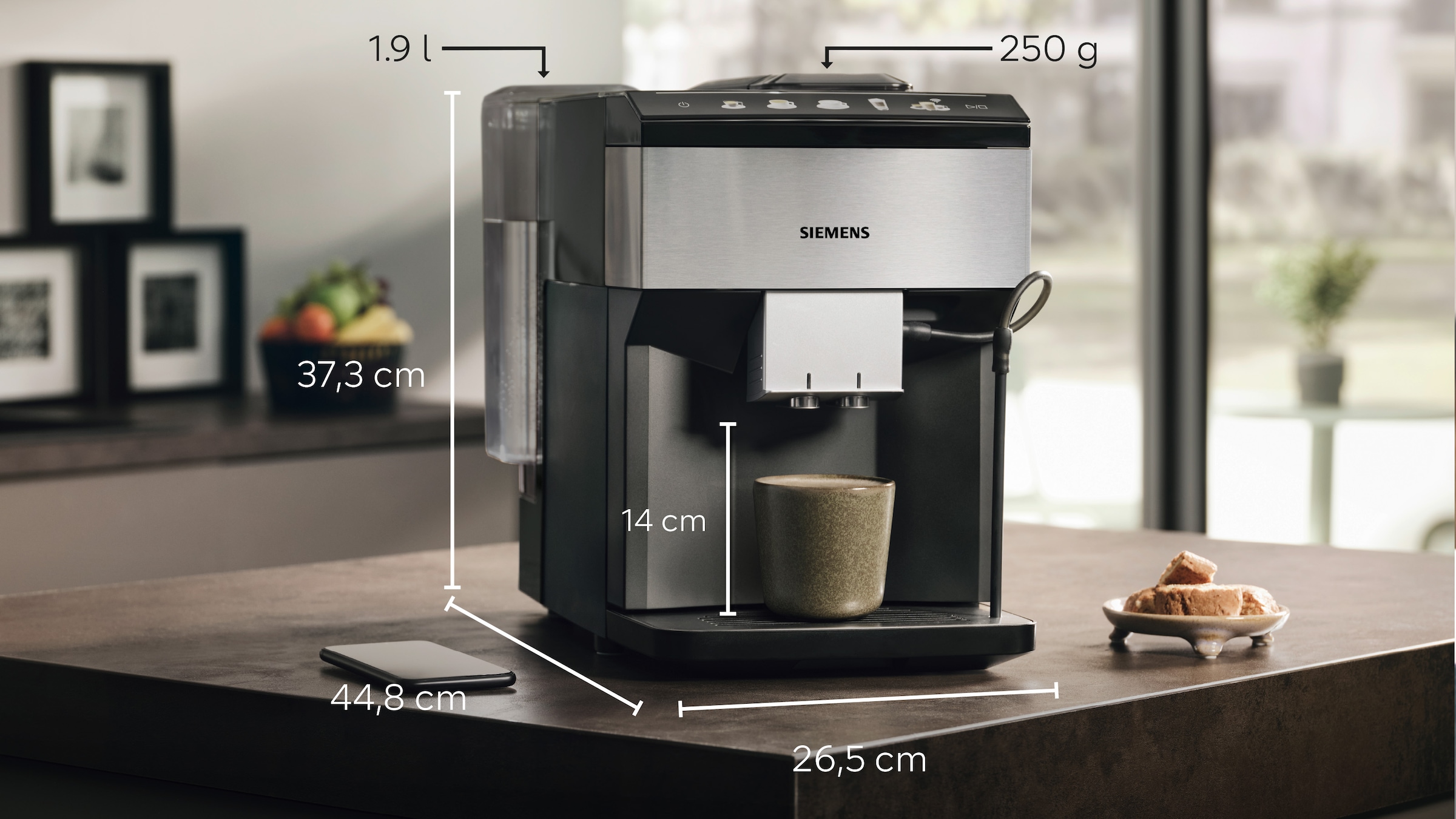 SIEMENS Kaffeevollautomat »TP516DX3«, intuitives Farbdisplay, automatische Dampfreinigung, edelstahl