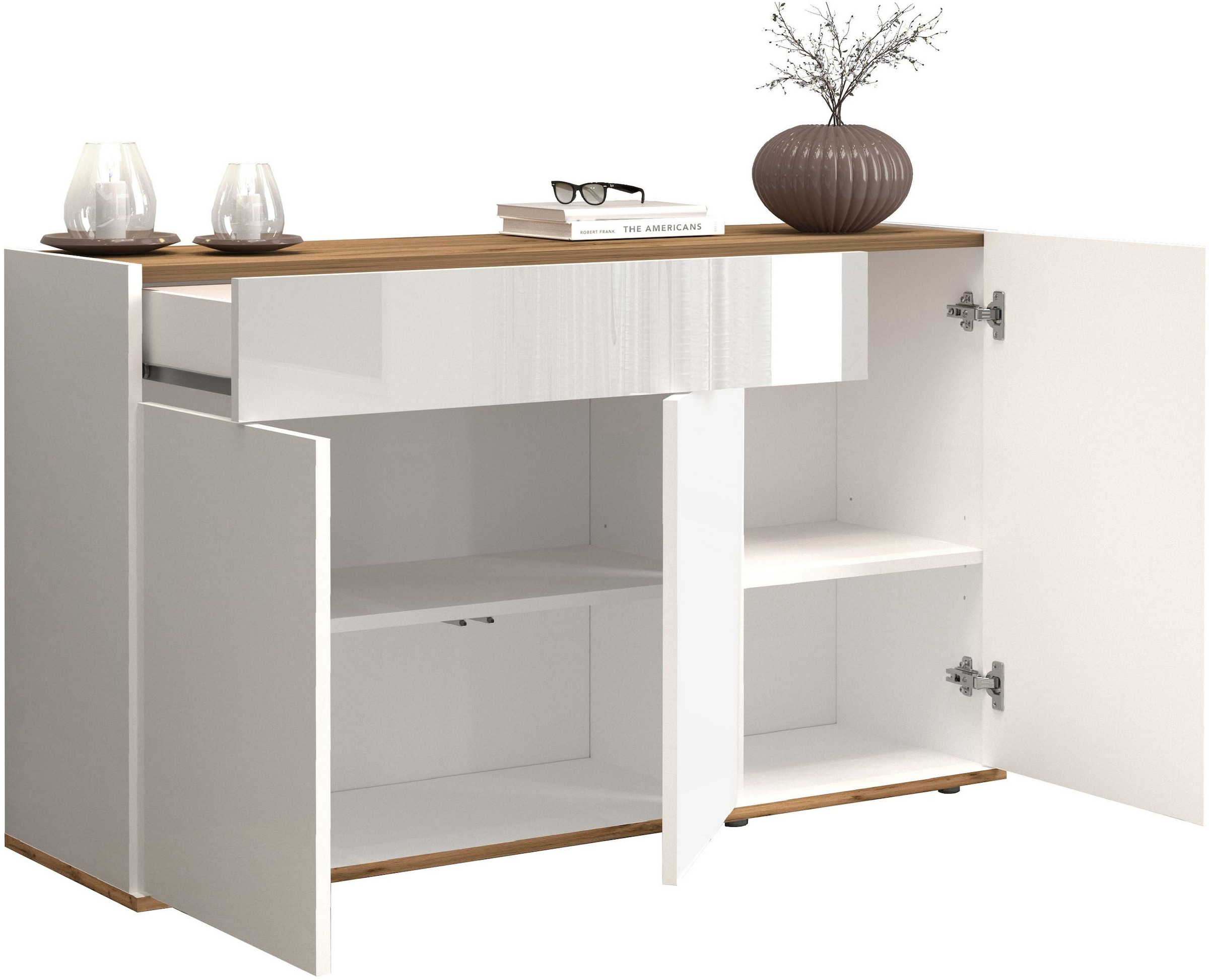 INOSIGN Sideboard »Garda, Kommode, Schrank, Kredenz«, 3 Türen, 1 Schublade, grifflos Breite 120,1 cm