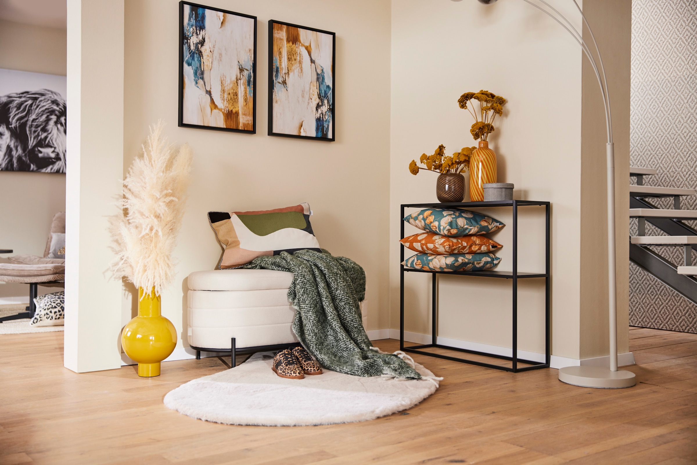 Bruno Banani Hochflor-Teppich »Rabbit 2 Bean, Kunstfell Teppich, Modern, besondere Form«, U-förmig, 25 mm Höhe, Kaninchenfell-Haptik, Microfaser, Wohnzimmer, Schlafzimmer, Esszimmer