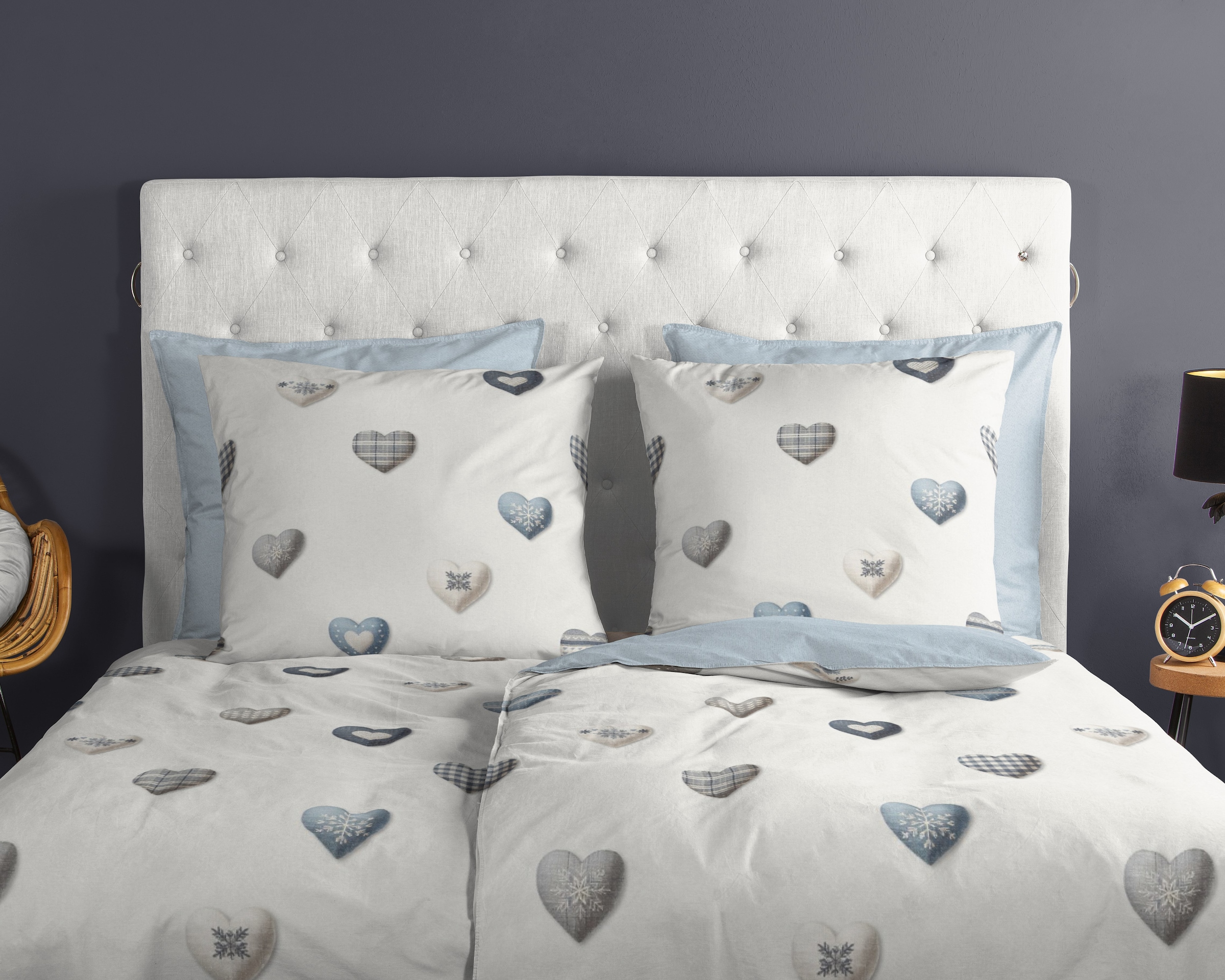 good morning Wendebettwäsche »Juhvo« 2 100% Baumwolle, Renforcé, Reißverschluss, Wendeoptik, Herzen