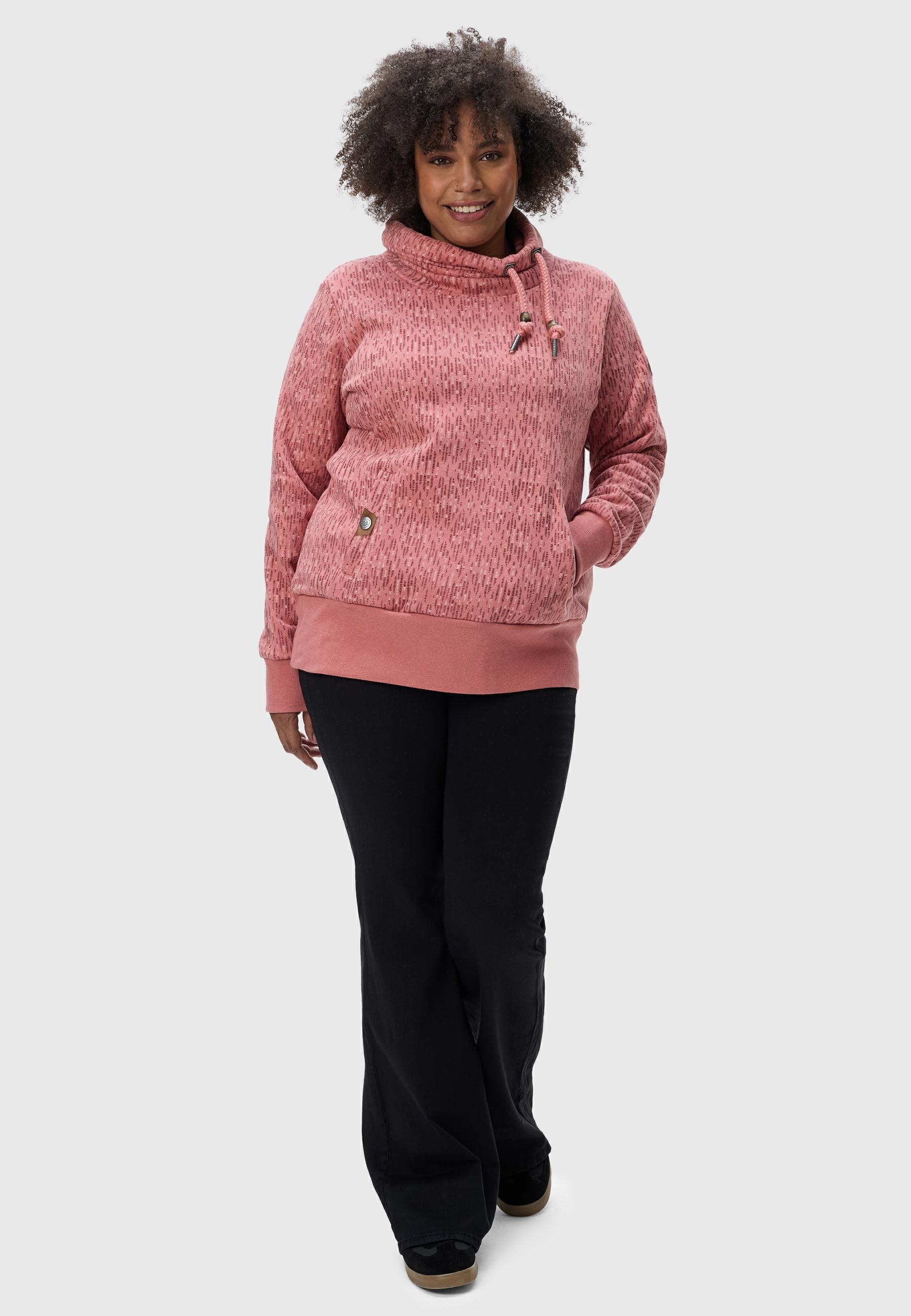 Ragwear Rollkragenpullover »Rylie Print Plus«, modischer Damen Kapuzensweater mit Kordeln