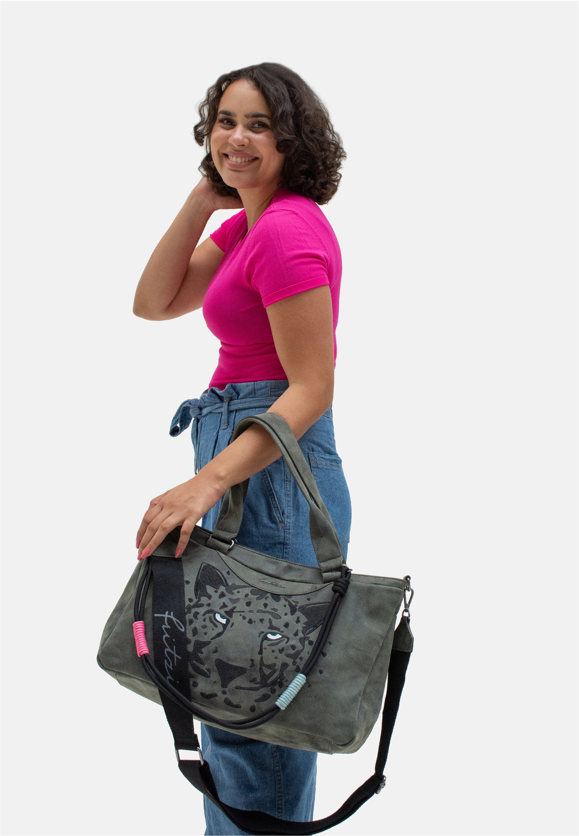 Fritzi aus Preußen Henkeltasche »Black Panther«, mit liebevoll gestallteter Panther-Stickerei