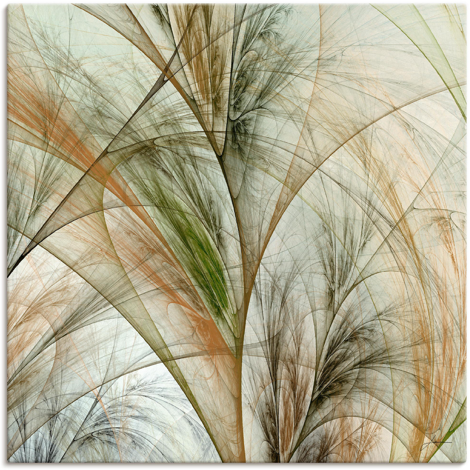 Artland Leinwandbild "Fraktales Gras IV" Gräser 1 Stk. tlg. auf Holzrahmen gespannt
