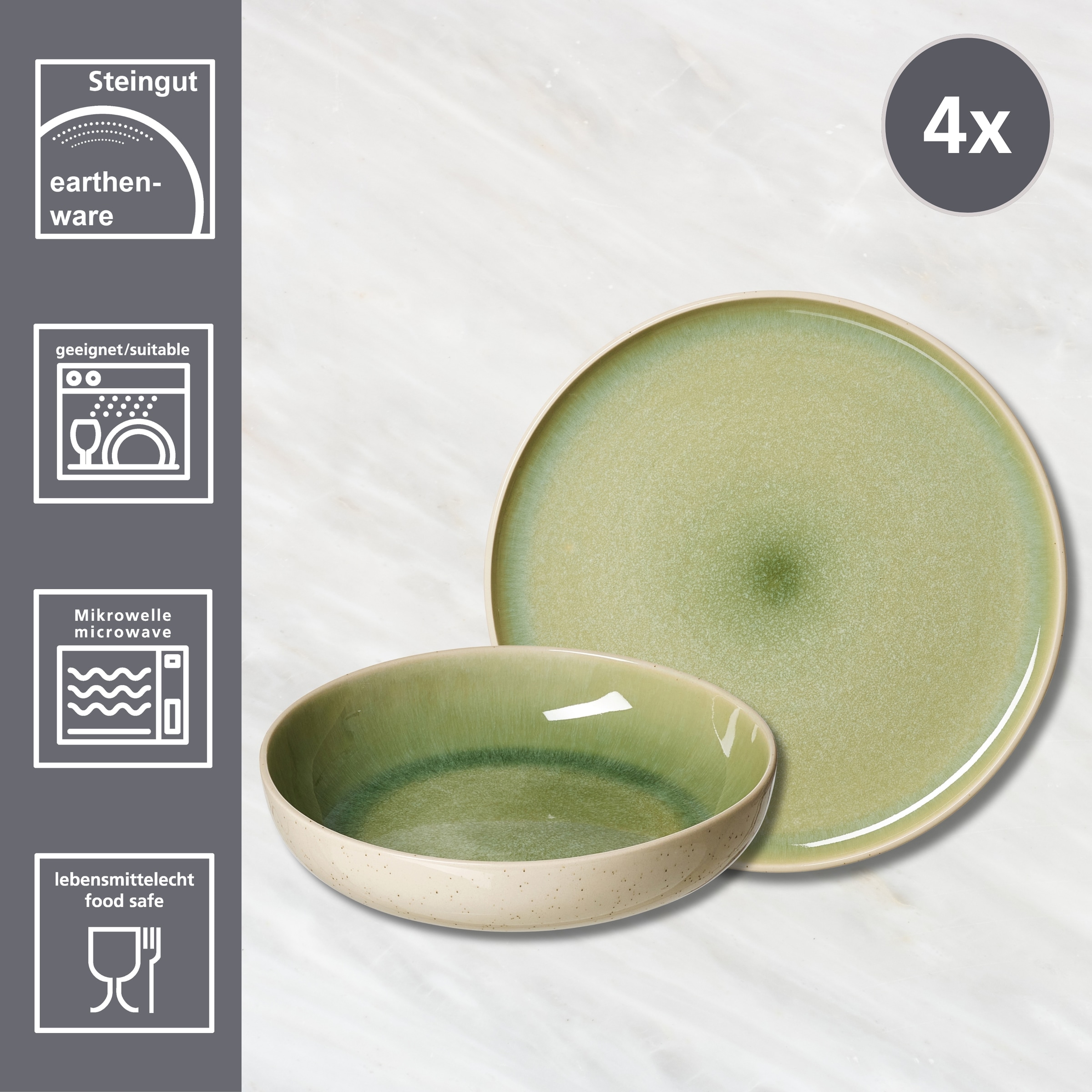 Ritzenhoff & Breker Tafelservice »Skog«, (Set, 8 tlg.), aus Steingut für 4 Personen