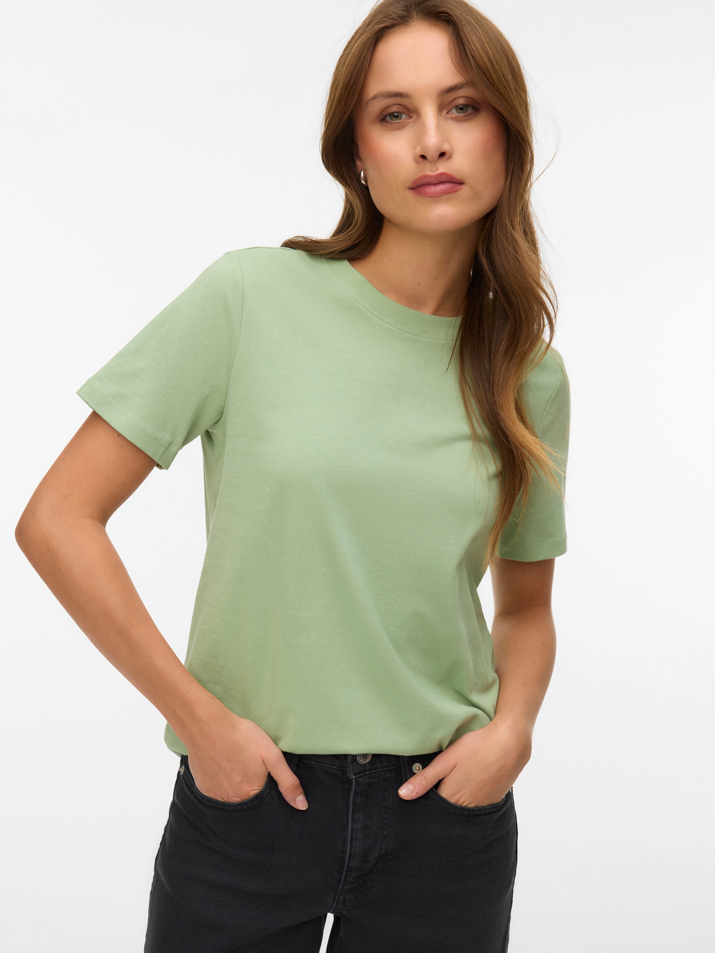 Vero Moda Kurzarmshirt "VMPAULINA SS T-SHIRT GA JRS NOOS" Baumwolle, regula günstig online kaufen