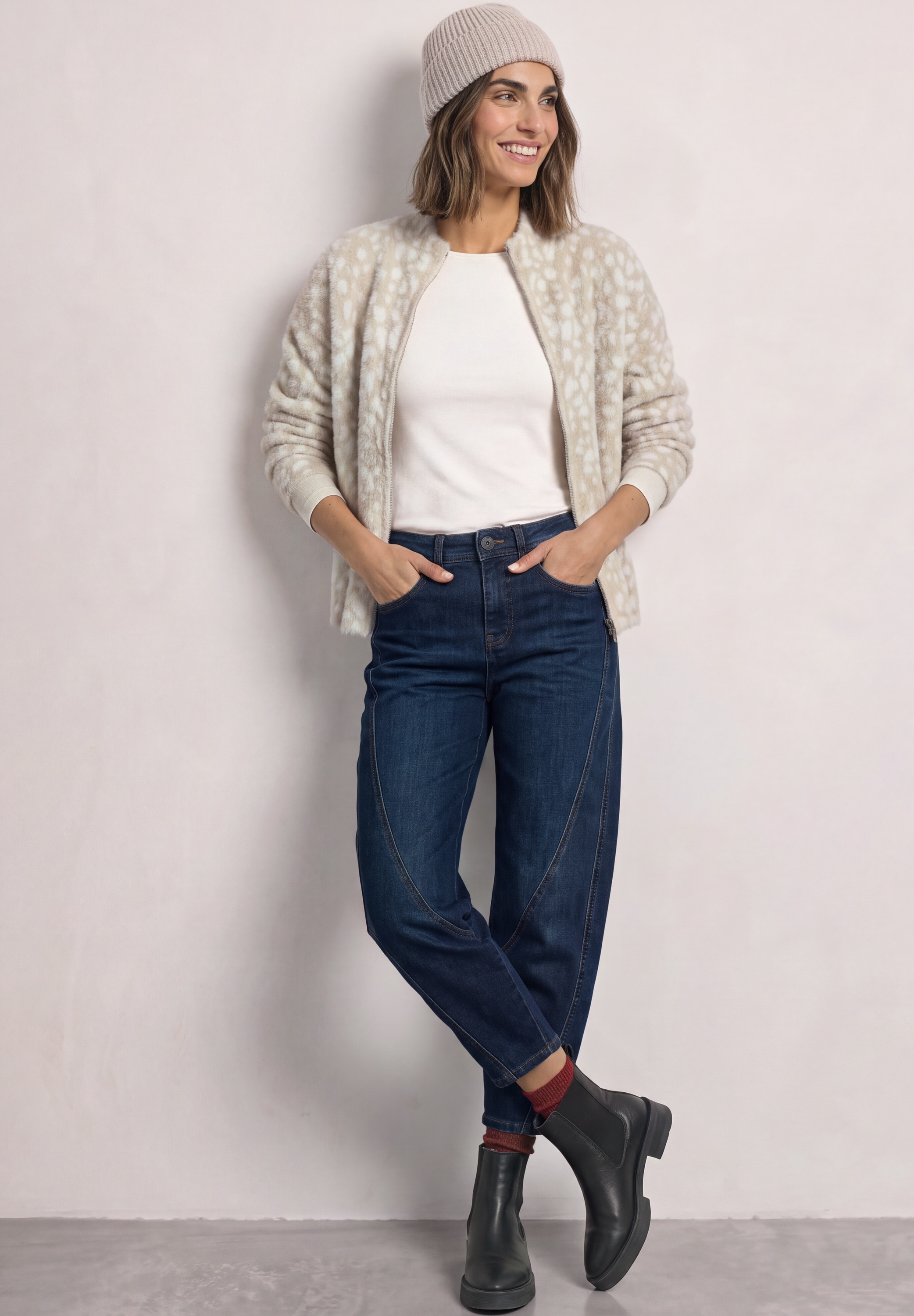 STREET ONE Jacquardstrickjacke mit Stehkragen