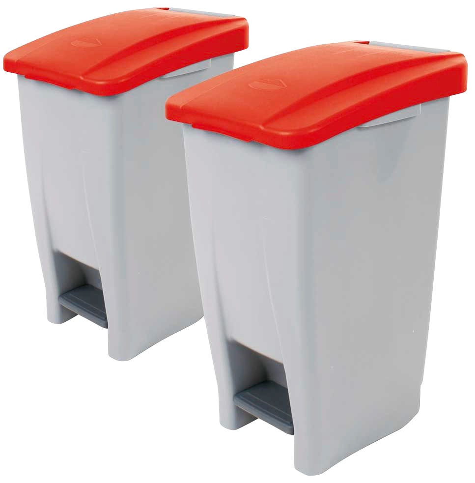 nicht definiert Mülleimer, 2 Behälter, BxTxH 380 x 490 x 700 mm, Deckelfarbe rot, 2 Stk