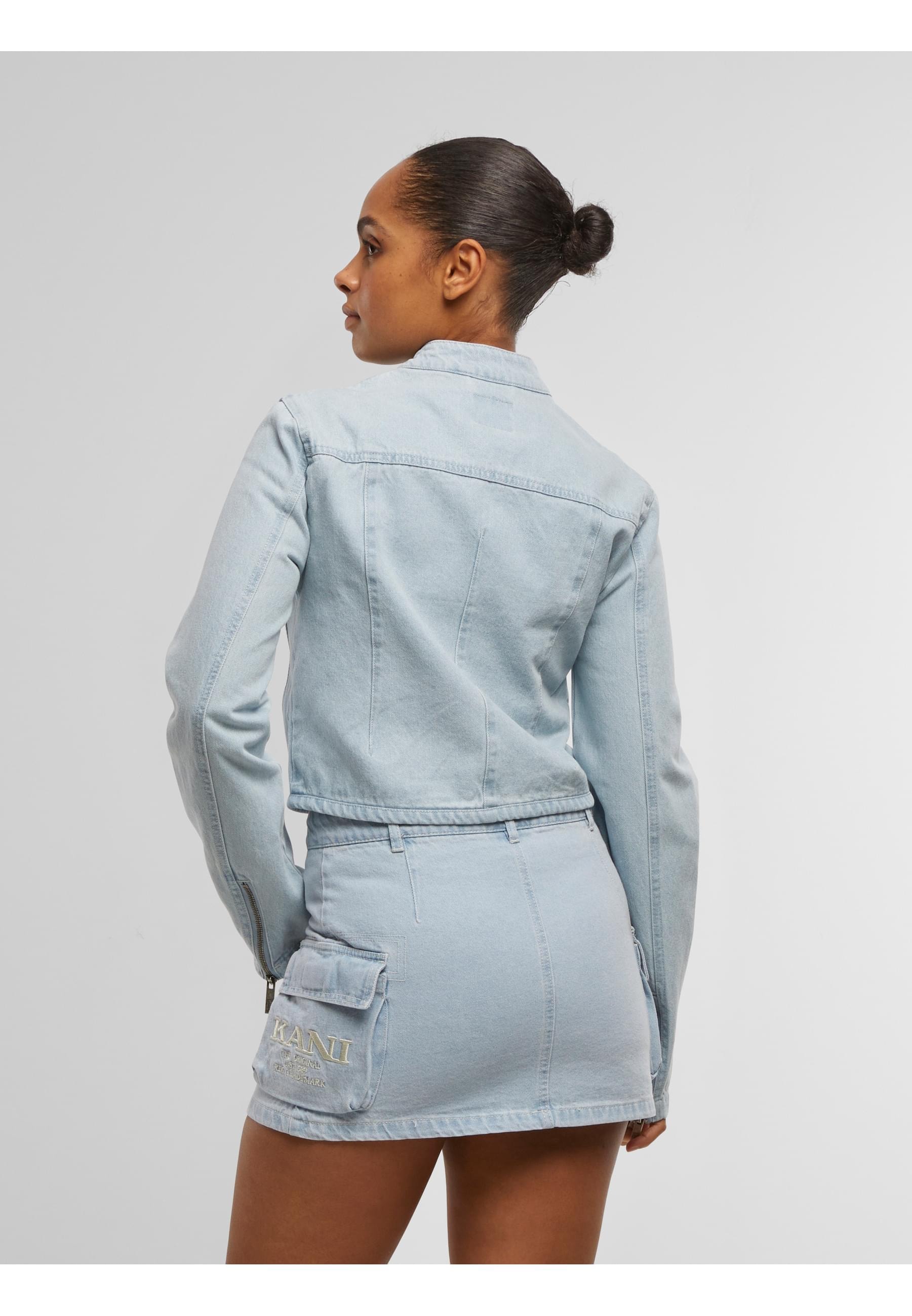 Karl Kani Allwetterjacke »Karl Kani Retro TM Denim Biker Jacket«, (1 St.), ohne Kapuze