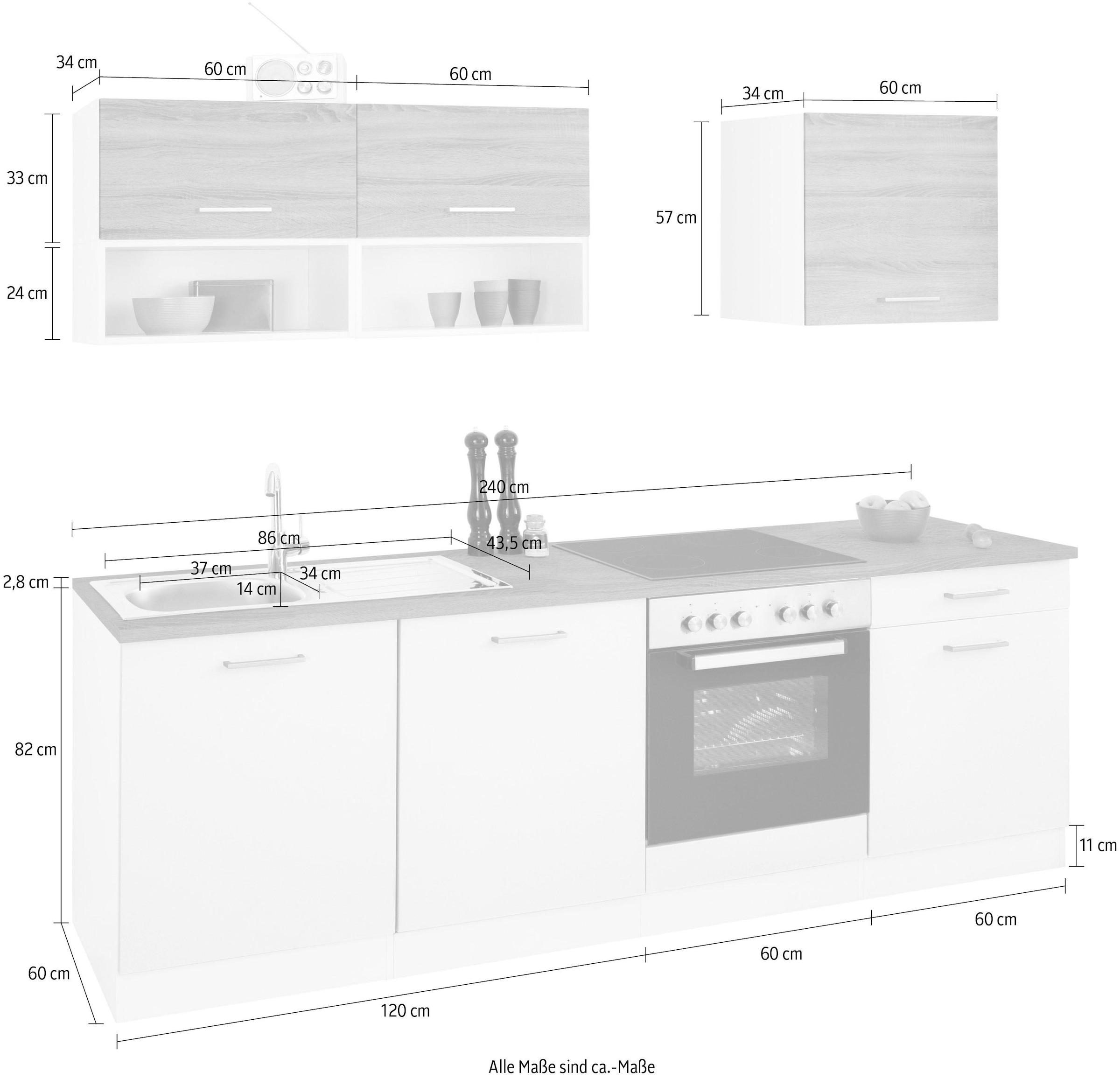 HELD MÖBEL Küchenzeile »Visby«, 240 cm Breite E-Geräte, BAUR ohne | kaufen