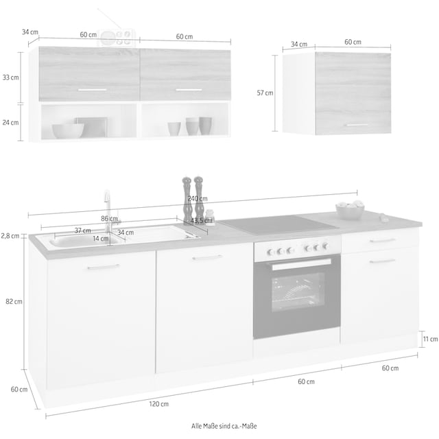 HELD MÖBEL Küchenzeile »Visby«, ohne E-Geräte, Breite 240 cm kaufen | BAUR