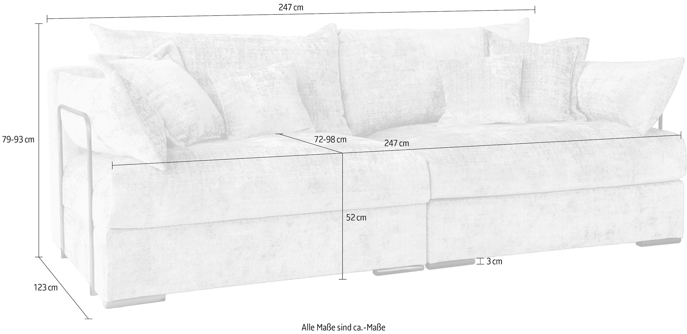 Home affaire Big-Sofa »Casa, Breite 247 cm« Mega-Sofa, Cord oder Chenille-Struktur wählbar, mit Federkern!