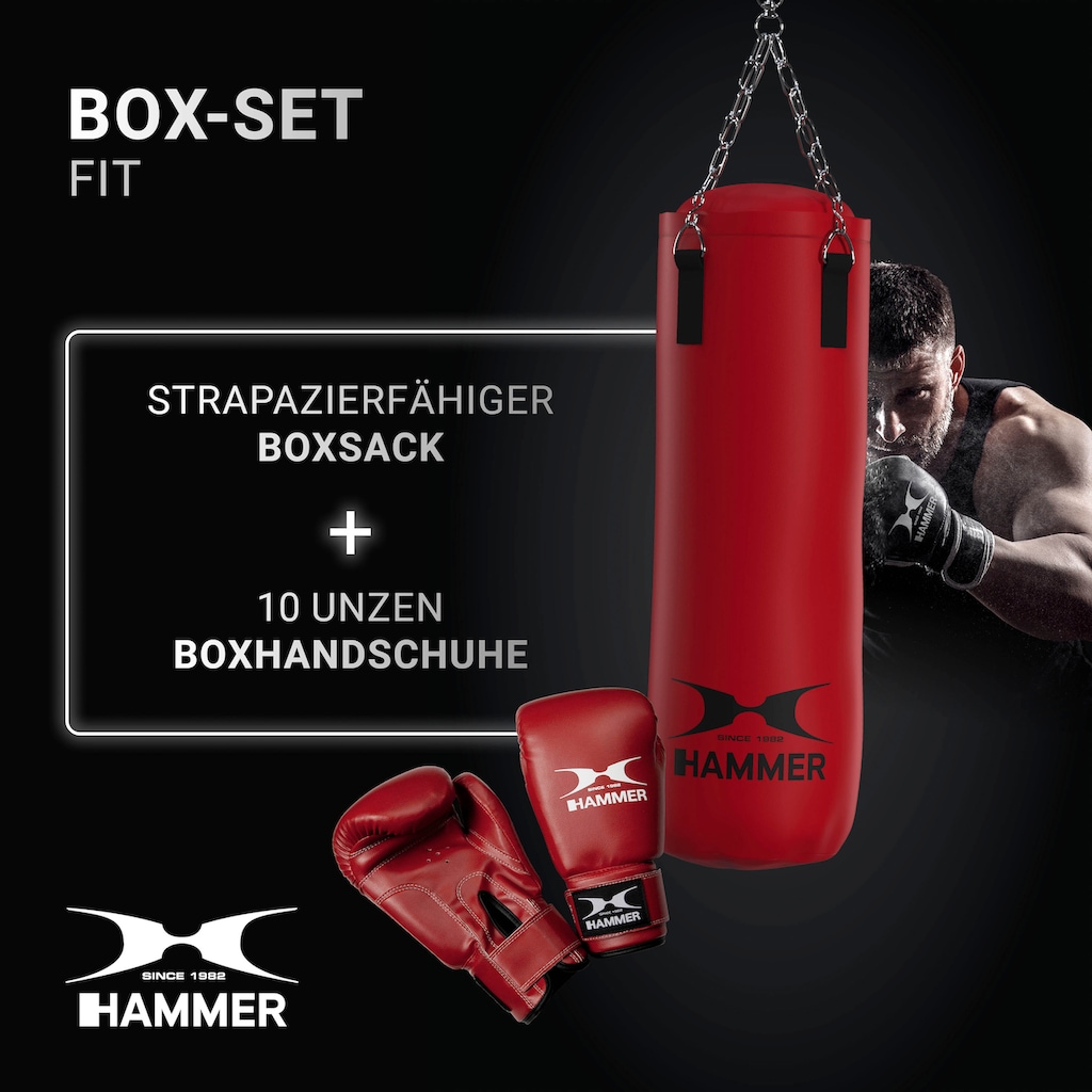 Hammer Boxsack »Fit«, (Set, mit Trainings-DVD-mit Boxhandschuhen)