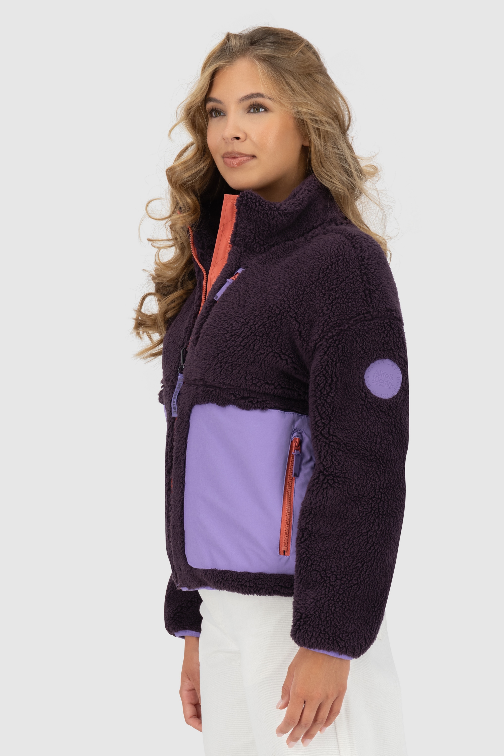 Alife & Kickin Winterjacke »Damen AnoukAK G«, ohne Kapuze, Stylische Teddy Plüschjacke mit hohem Kragen und Fleece-Innenfutter