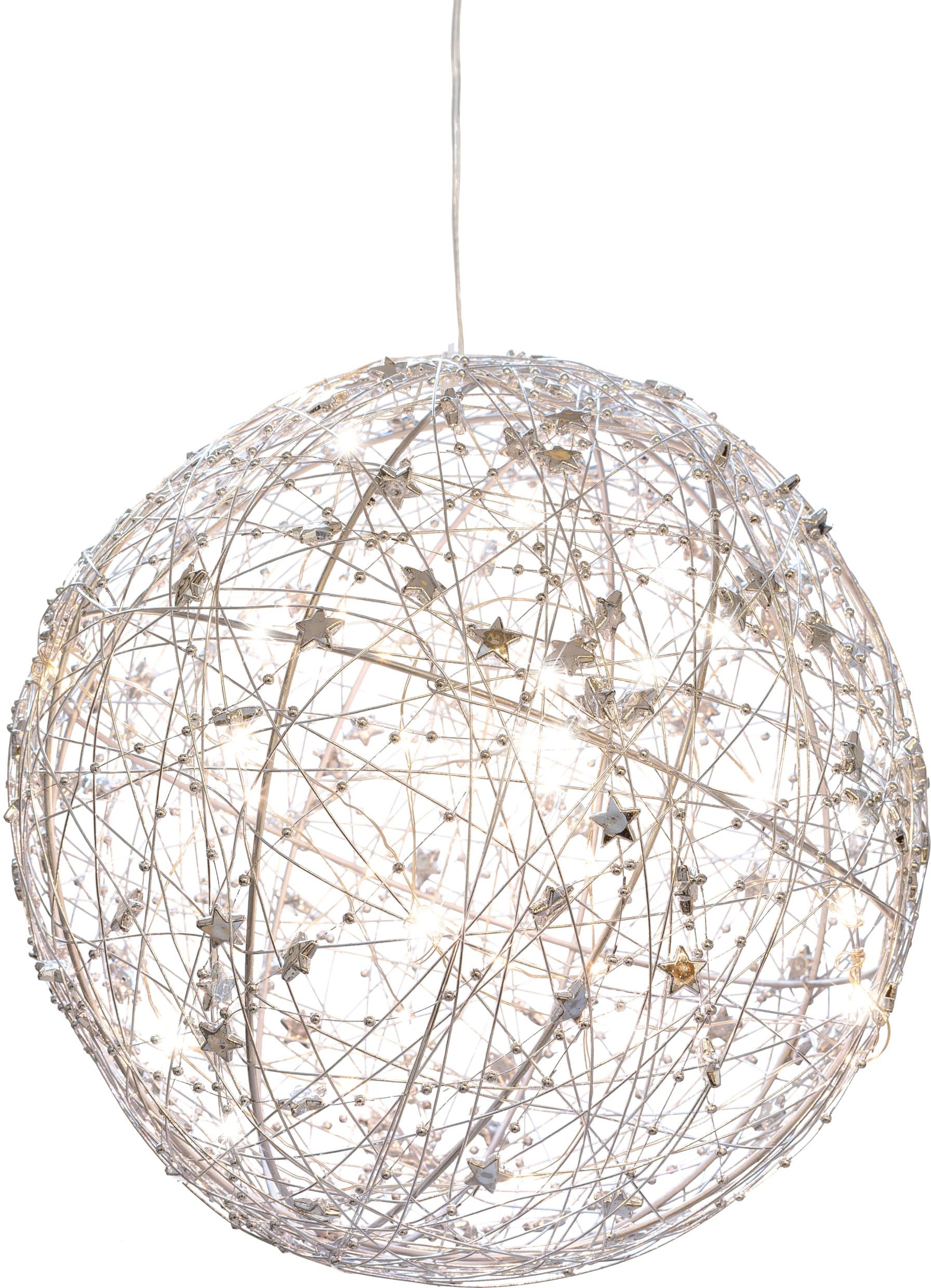 Creativ light LED Dekolicht »Metalldraht-Kugel«, 25 flammig-flammig,  dekoriert mit kleinen Sternen, mit Timerfunktion | BAUR