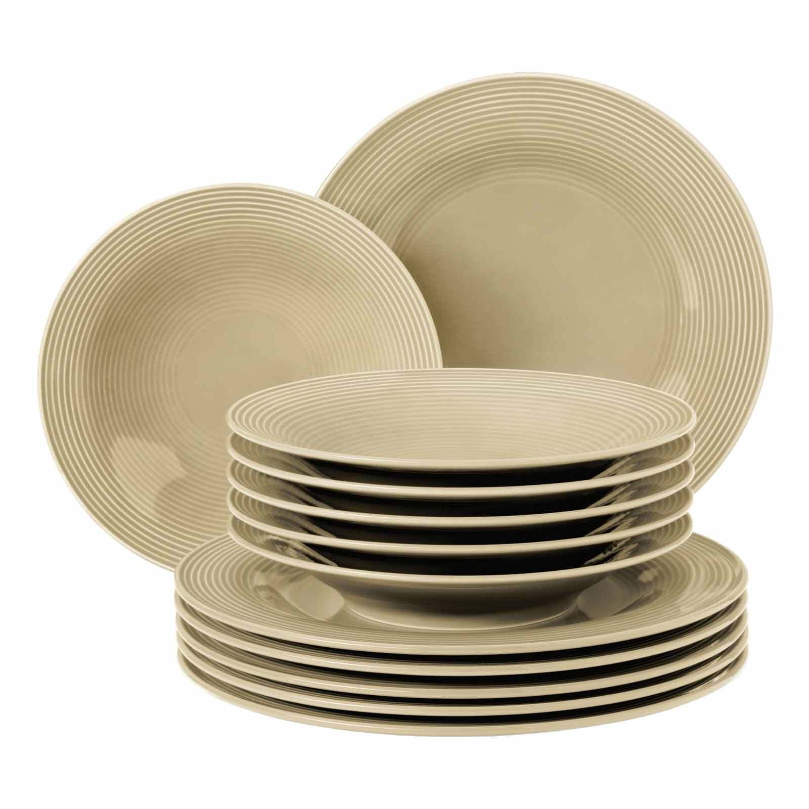 SELTMANN WEIDEN Geschirr-Set "Tafelservice Beat Color Glaze 12er Set", beige, Geschirr-Sets