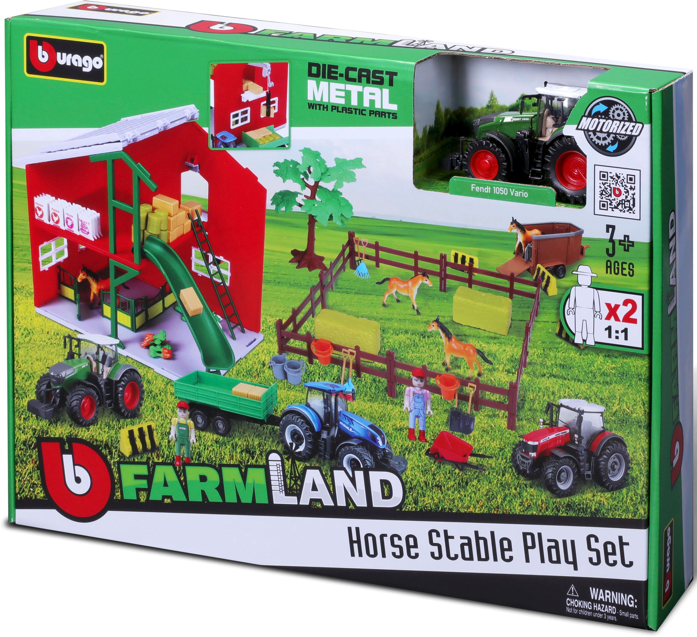 Bburago Spielwelt »Farmland, Pferdestall«, inkl. FENDT Traktor