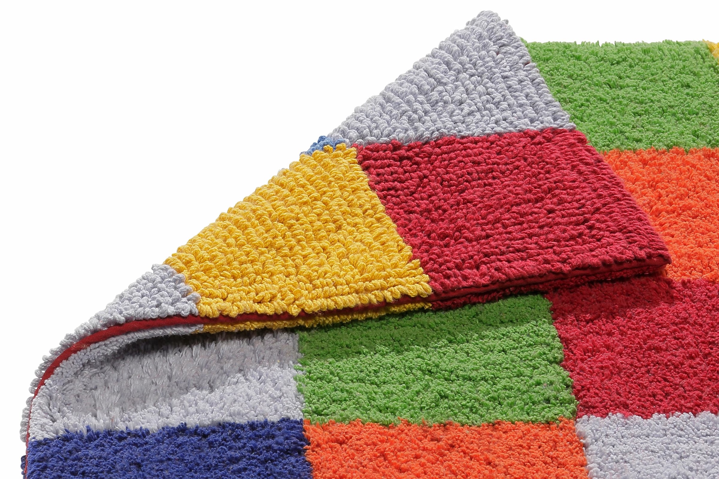 my home Badematte »Kira, Badvorleger, Badezimmer Teppich, Kästchen«, beidseitig nutzbar-fußbodenheizungsgeeignet-strapazierfähig, bunt, Badteppich, Badematten auch als 2 teiliges Set erhältlich