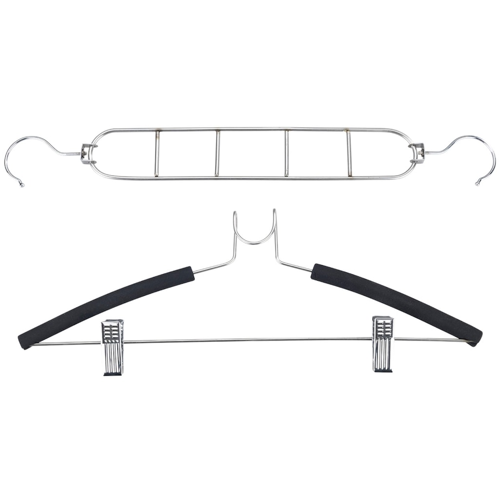 WENKO Kleiderbügel, (Set, 4 tlg.), Edelstahl, 4er-Set, platzsparendes Kleiderbügelsystem aus Edelstahl