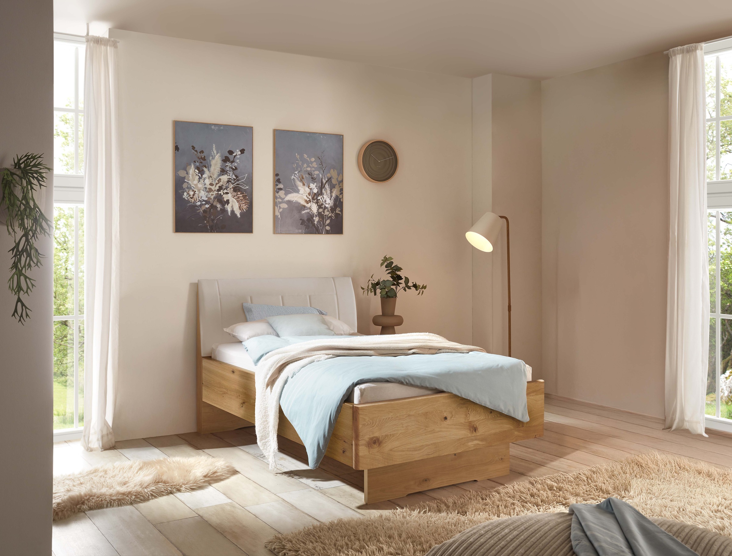 WIEMANN Holzbett "Cardiff, Bettgestell, Bettrahmen, teilmassiv, mit Polster günstig online kaufen