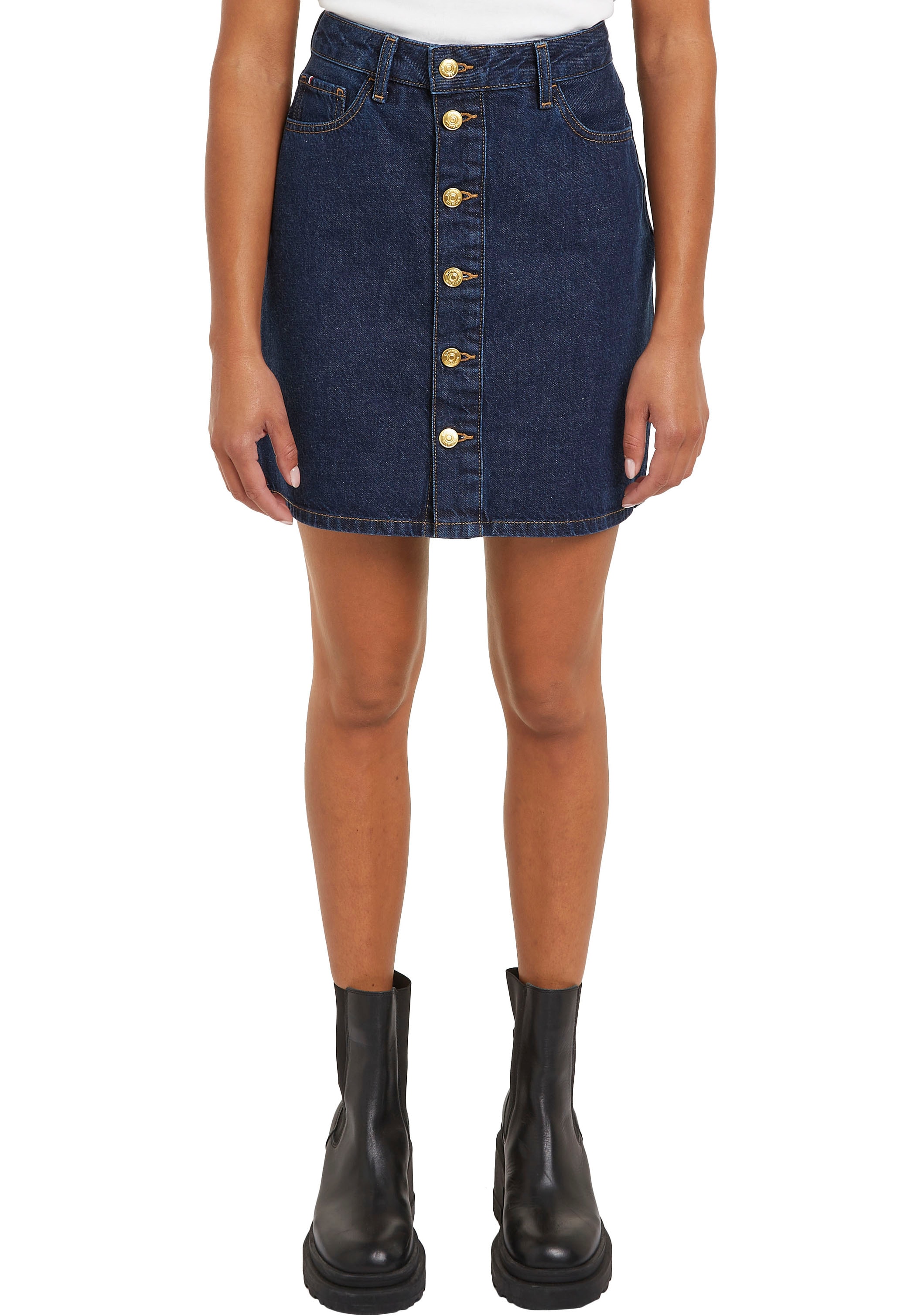 Tommy Hilfiger Jeansrock »DNM MINI SKIRT HW CLER«, Webrock im 5-Pocket-Style